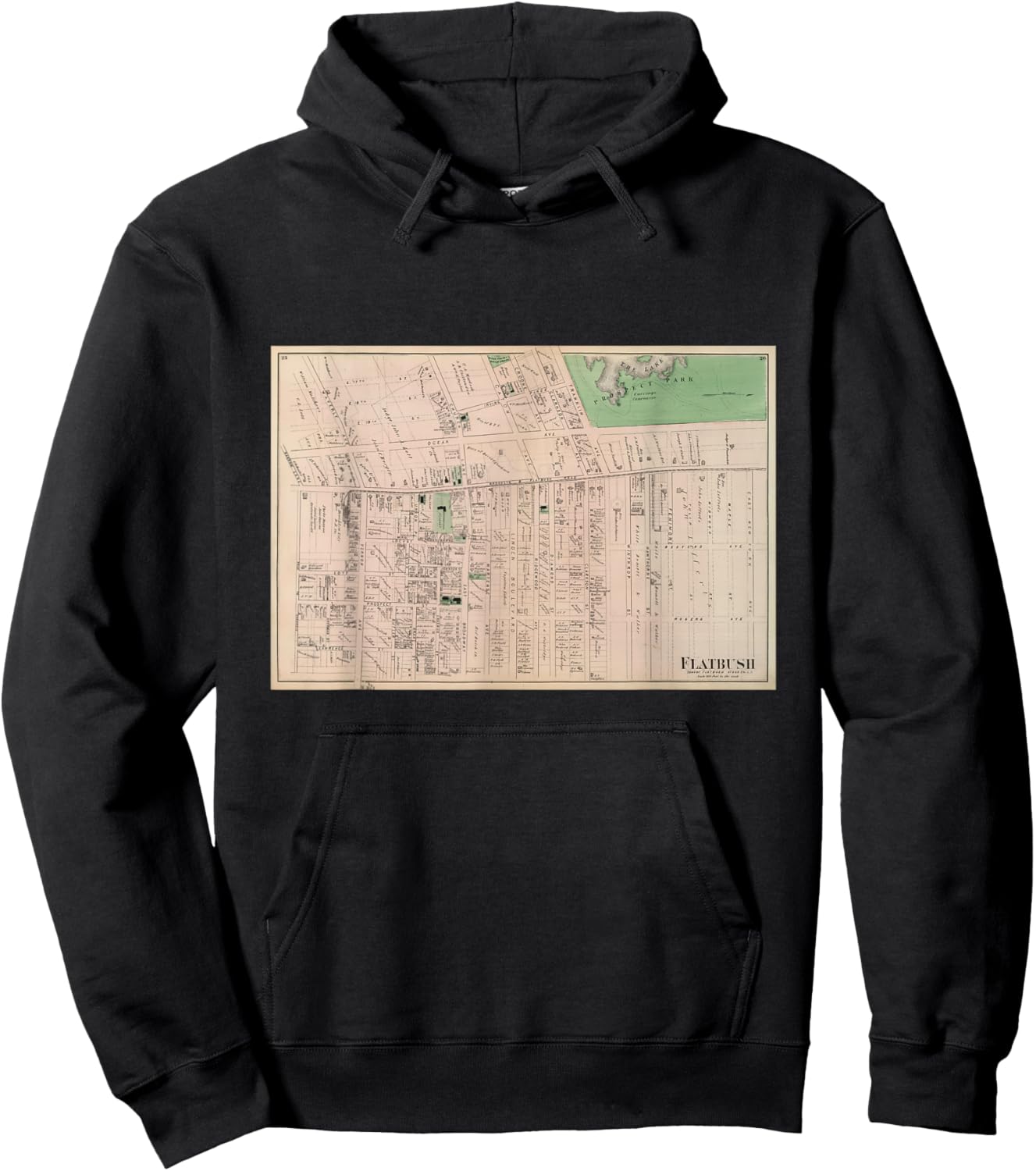 Vintage Flatbush NY Map (1873) Hoodie - Hoodie | Black