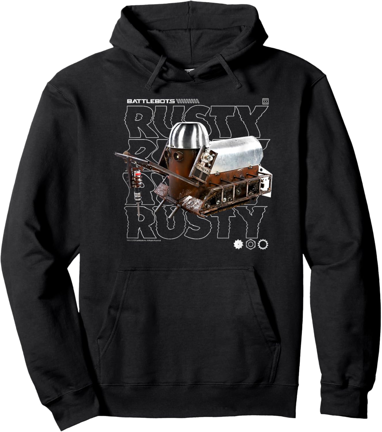 BattleBots Rusty Robot Text Stack Hoodie - Hoodie | Black