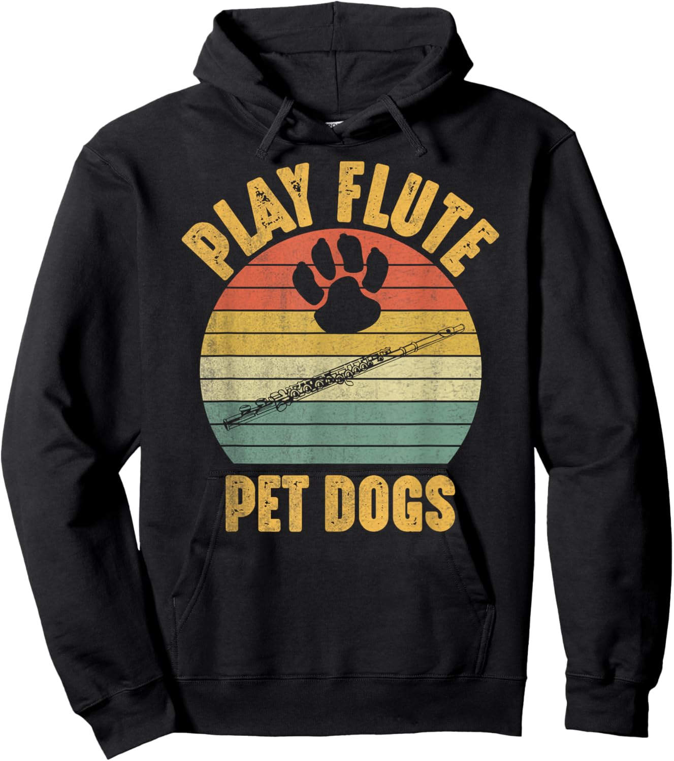 Pet Dogs Play Flute Funny Dog Lover and Flute Player Flutist Hoodie - Hoodie | Black