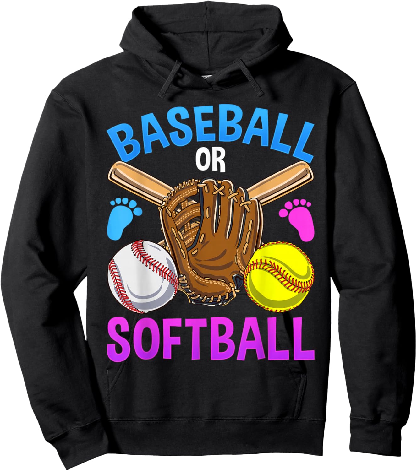 Baseball or Softball Gender Reveal Party Hoodie - Hoodie | Black
