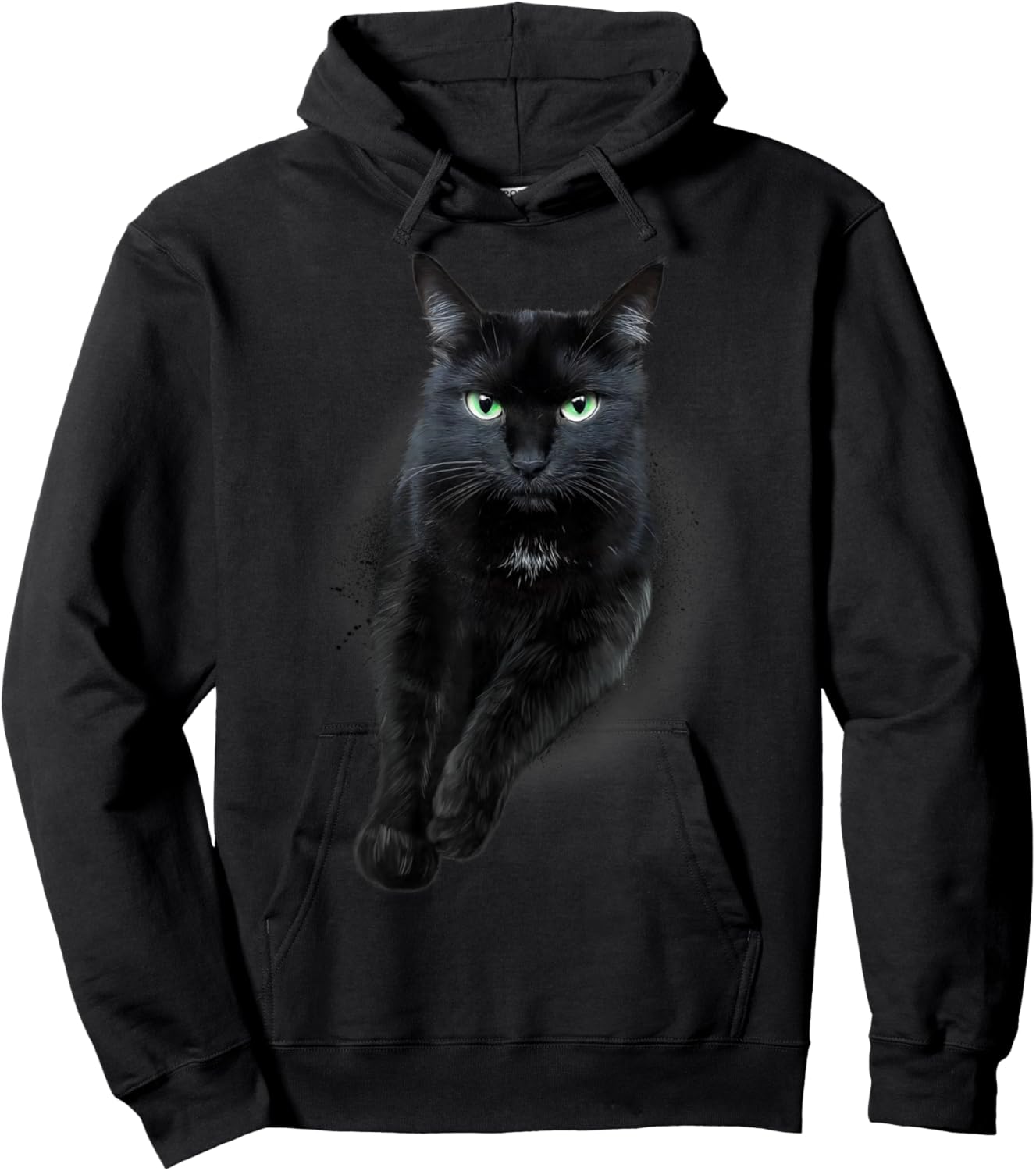 Cute Serious Face Black Green-eyed Cat Women Kids Hoodie - Hoodie | Black