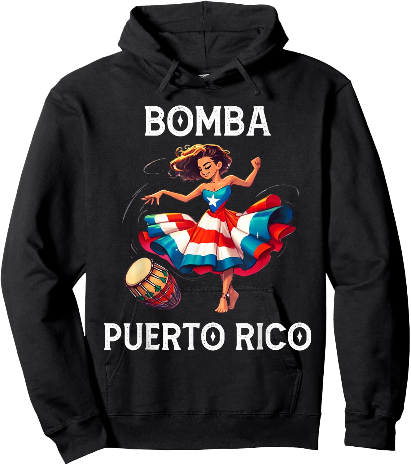 Puerto Rico Flag Hispanic Heritage Month Women Bomba Dancer Hoodie - Hoodie | Black