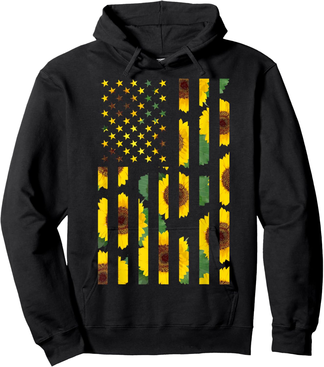 Sunflower Flag Super Cute Patriotic Yellow American Flag Hoodie - Hoodie | Black