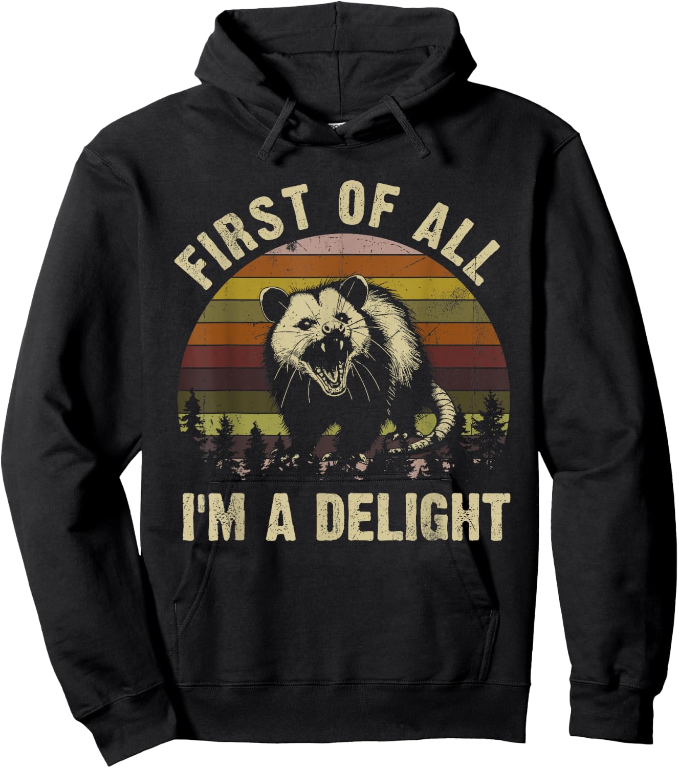 First Of All I'm A Delight Sarcastic Angry Opossum Hoodie - Hoodie | Black