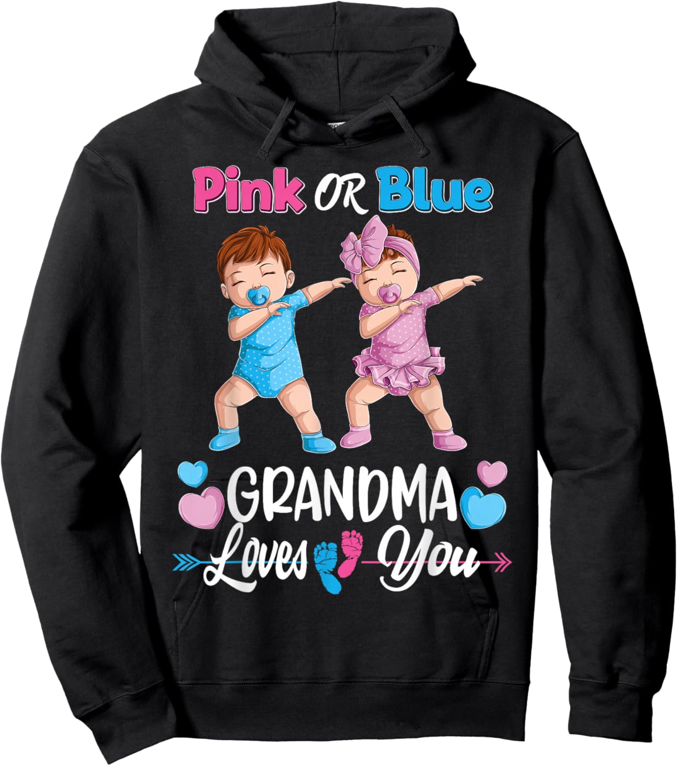 Pink Or Blue Grandma Loves You Baby Gender Reveal Party Small Hoodie - Hoodie | Black