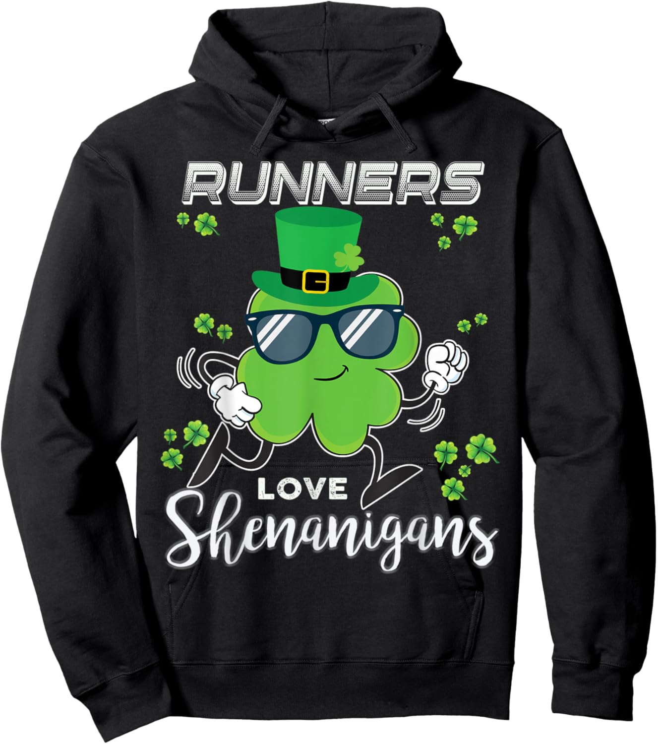 Runners Love Shenanigans Workout Saint Patrick St Patty Hoodie - Hoodie | Black