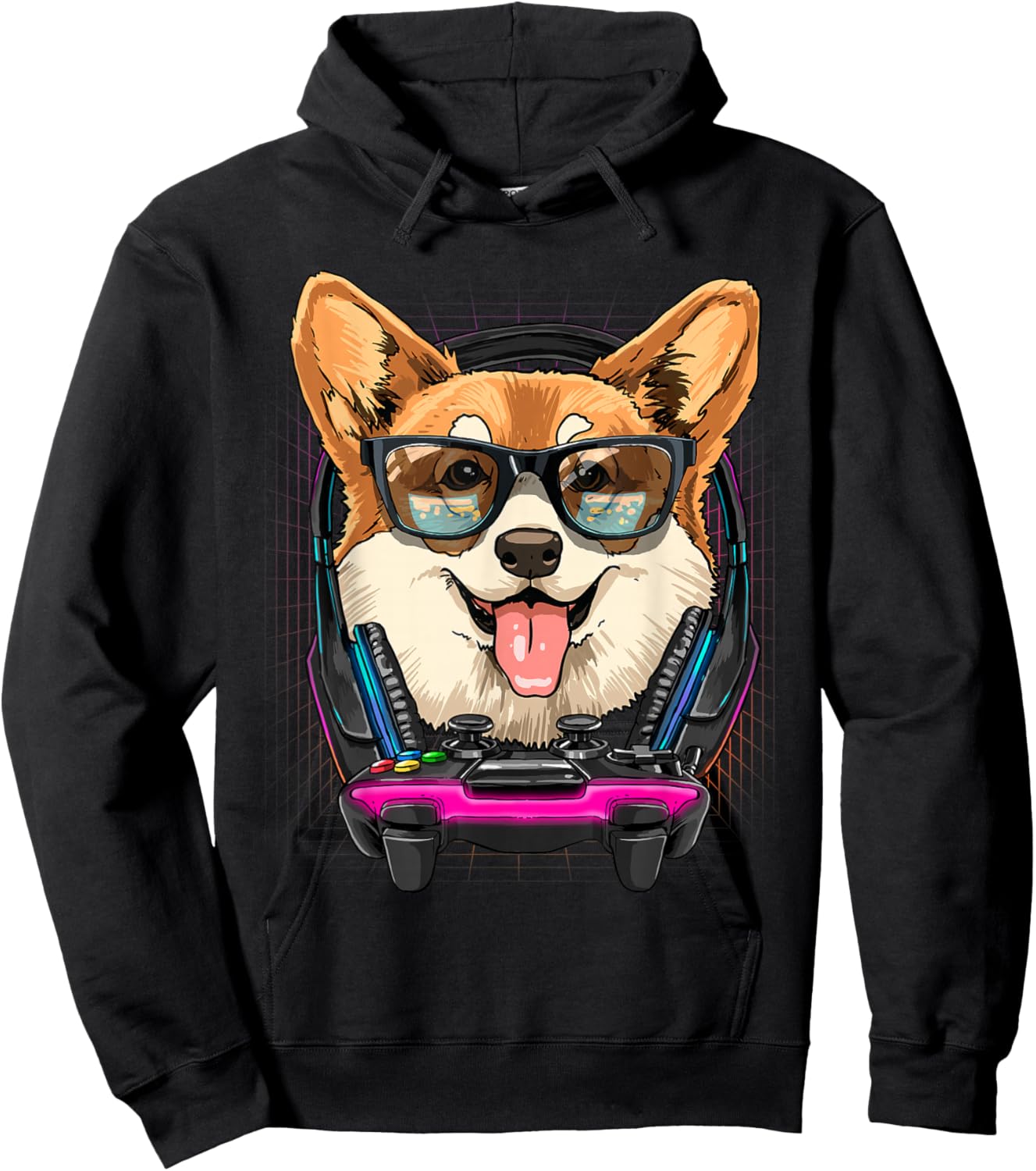 Gaming Corgi Video Gamer Player Dog Lover Hoodie - Hoodie | Black