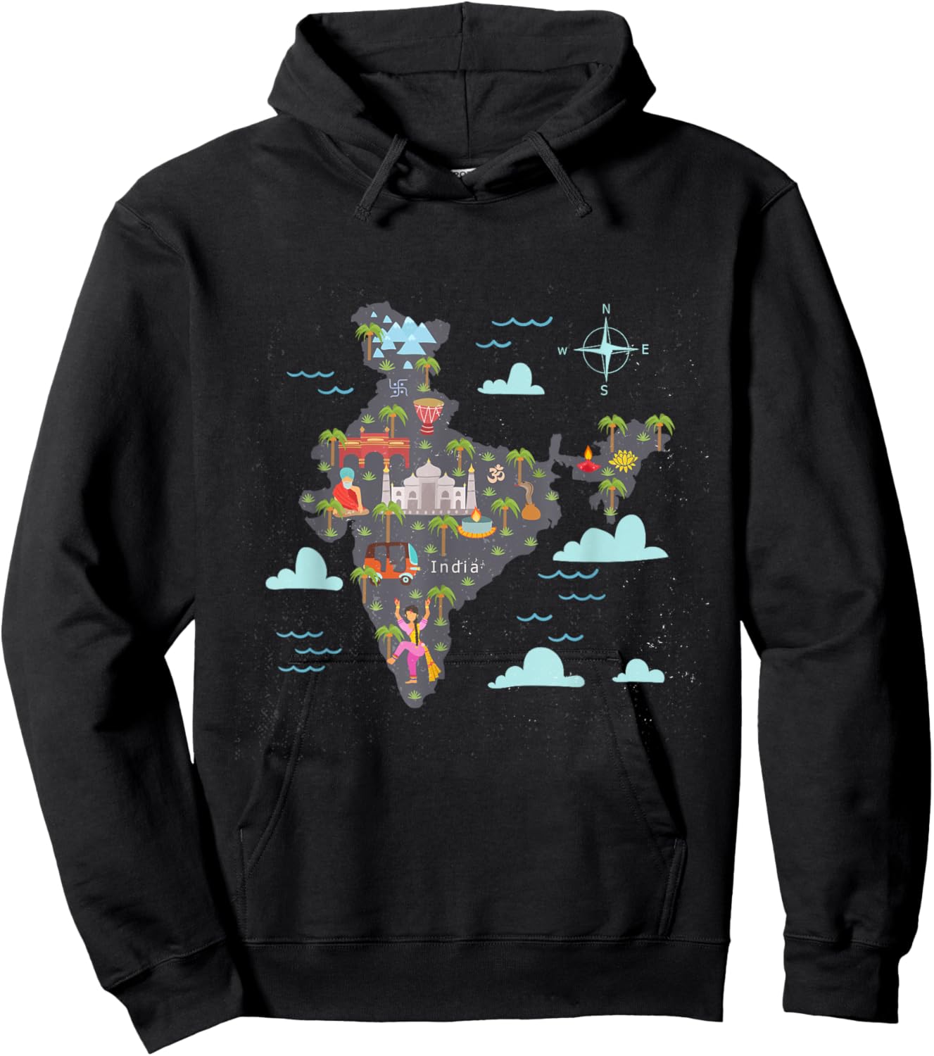 Proud Indian Map Flag India Lover India Hoodie - Hoodie | Black