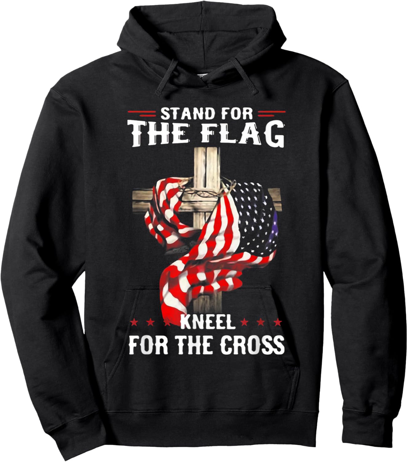 Stand for The Flag Kneel for The Cross USA Flag Hoodie - Hoodie | Black