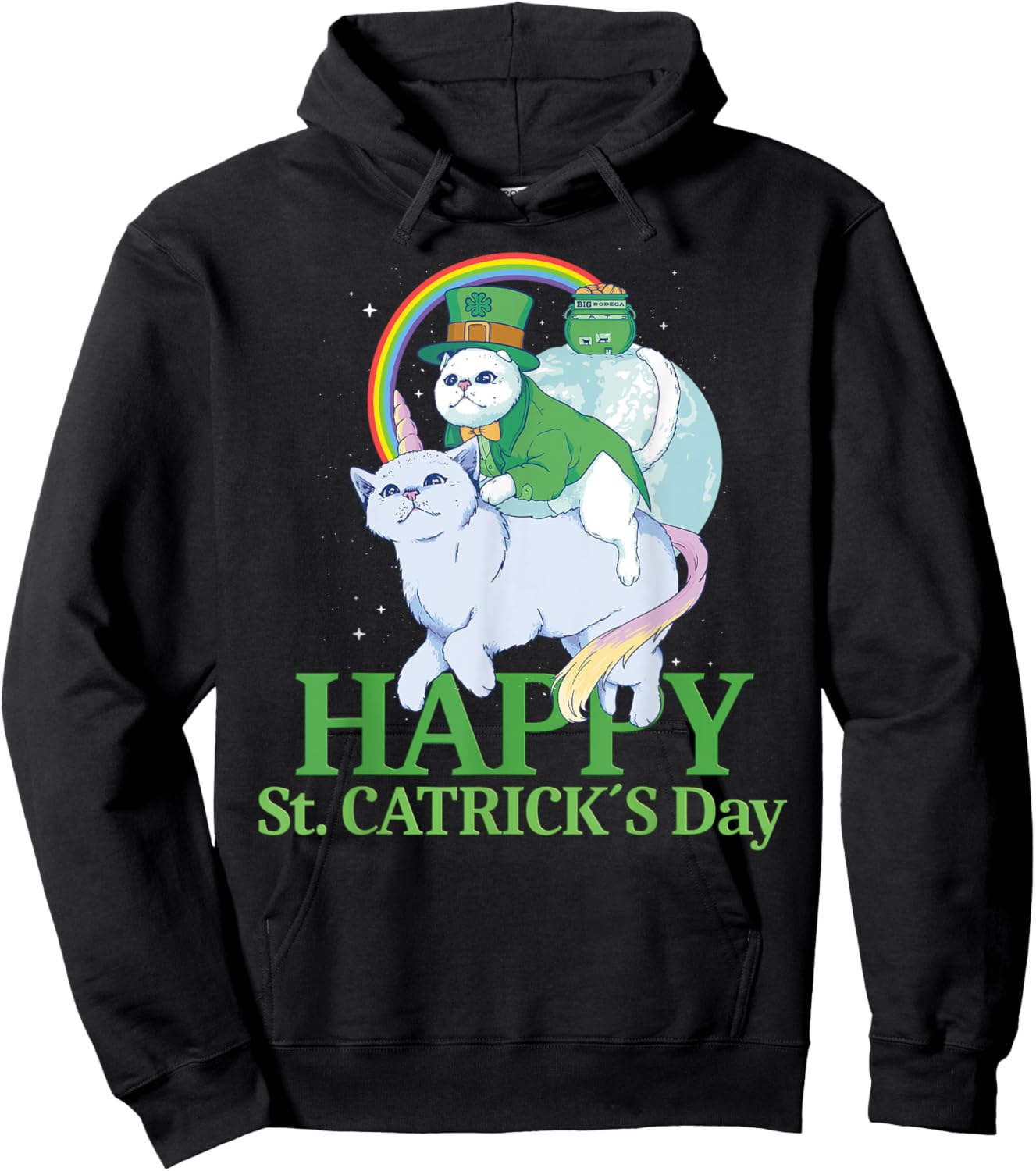 Funny Irish Unicorn Gift Cat St. Patricks Day Hoodie - Hoodie | Black