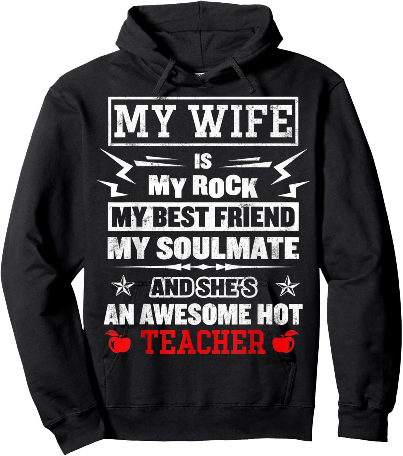 My Wife Is My Best Friend Awesome Hot Teacher Funny Husband Hoodie - Hoodie | Black