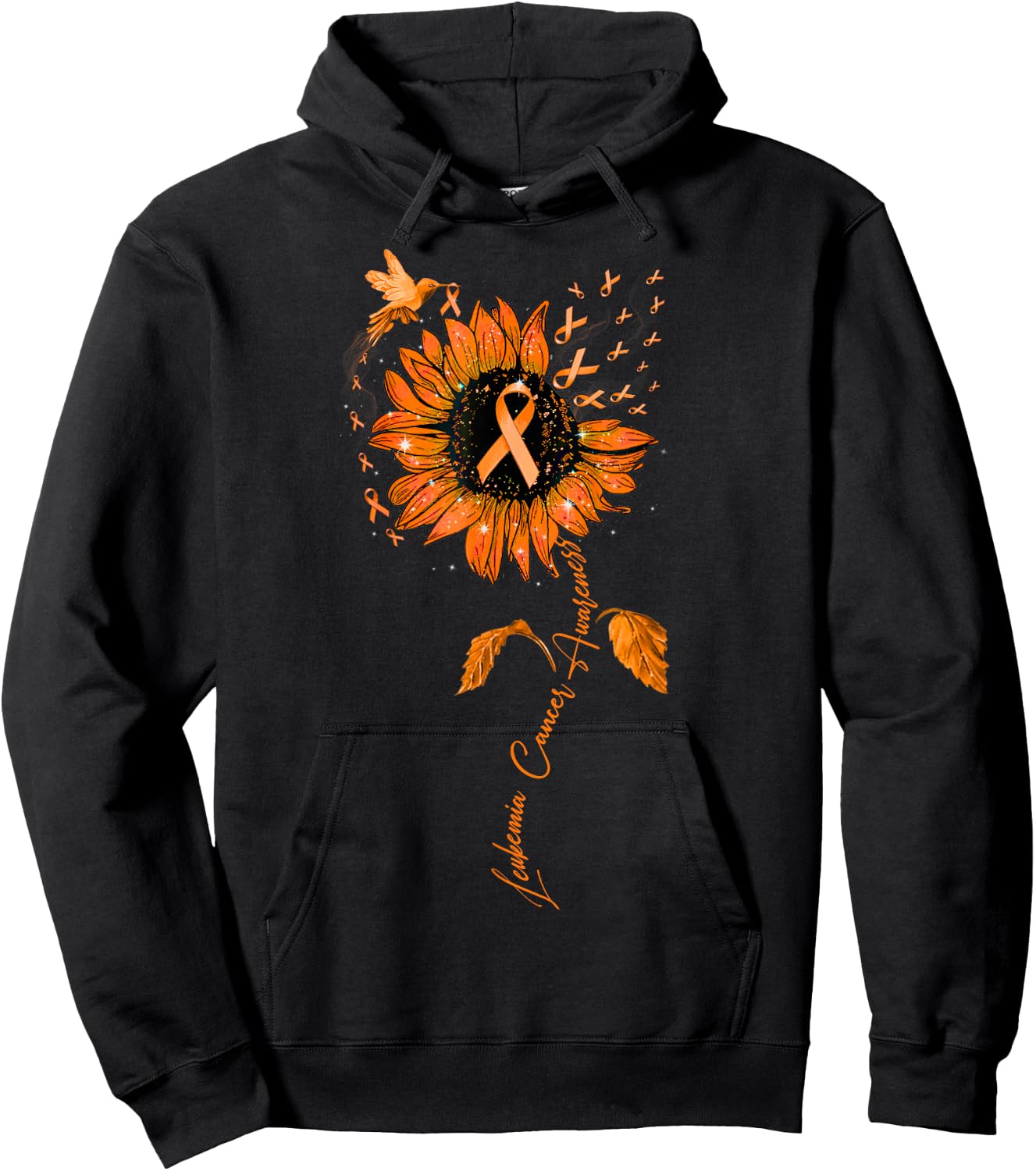 Leukemia Awareness Sunflower Orange Ribbon Hoodie - Hoodie | Black