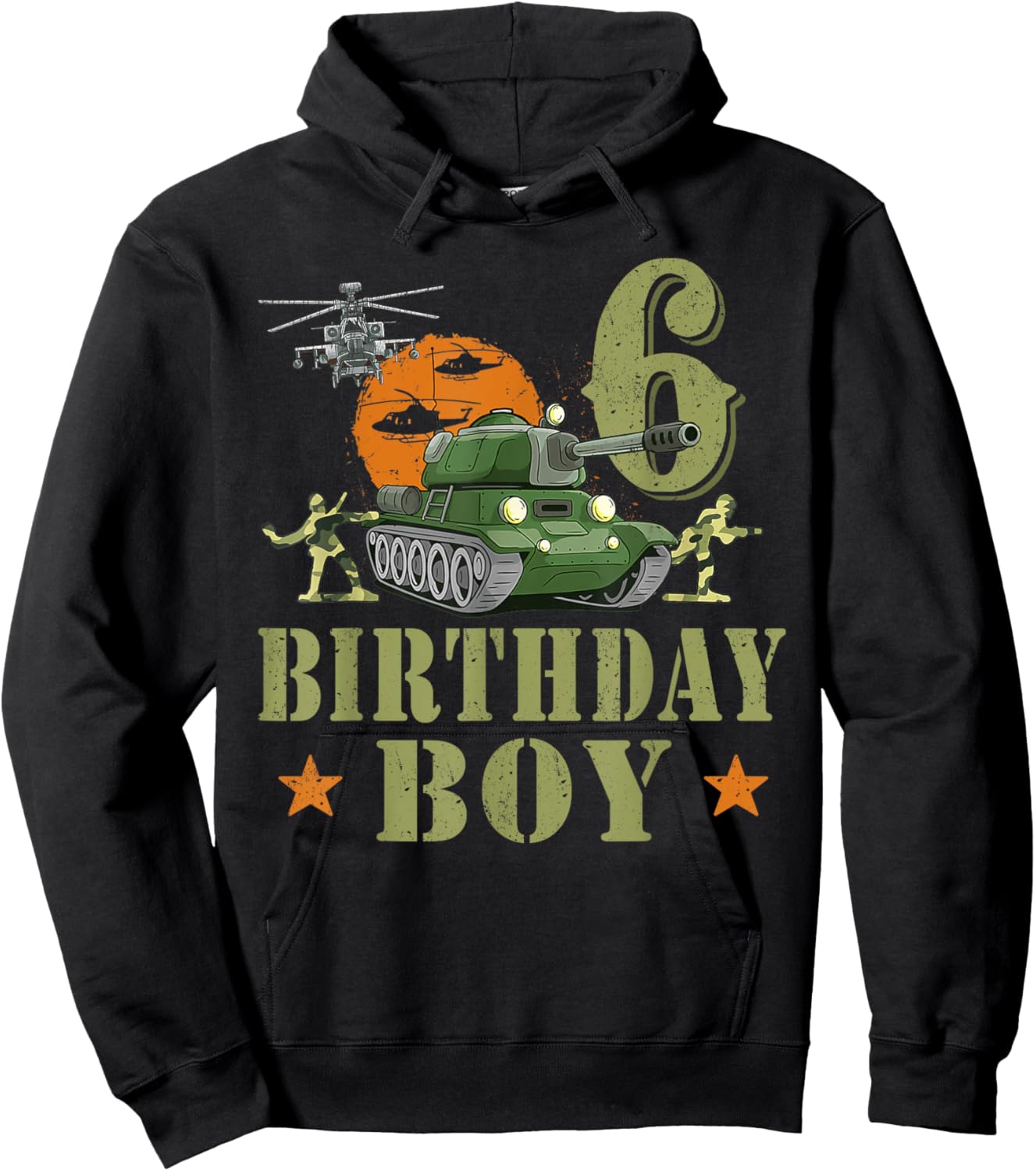 6 Year Old Birthday Boy Army Party 6th Birthday Camo Hoodie - Hoodie | Black