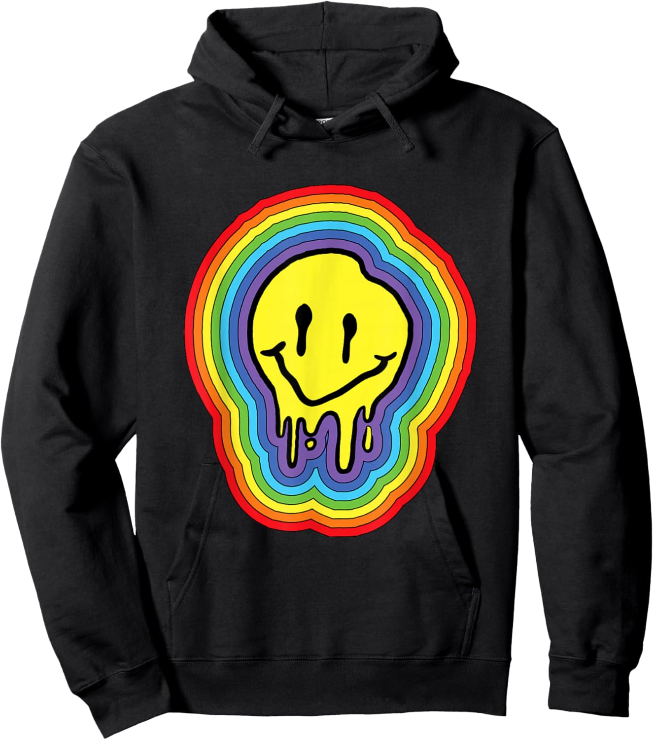 Kidcore Aesthetic Melting Smiling Face 80s 90s Retro Hoodie - Hoodie | Black