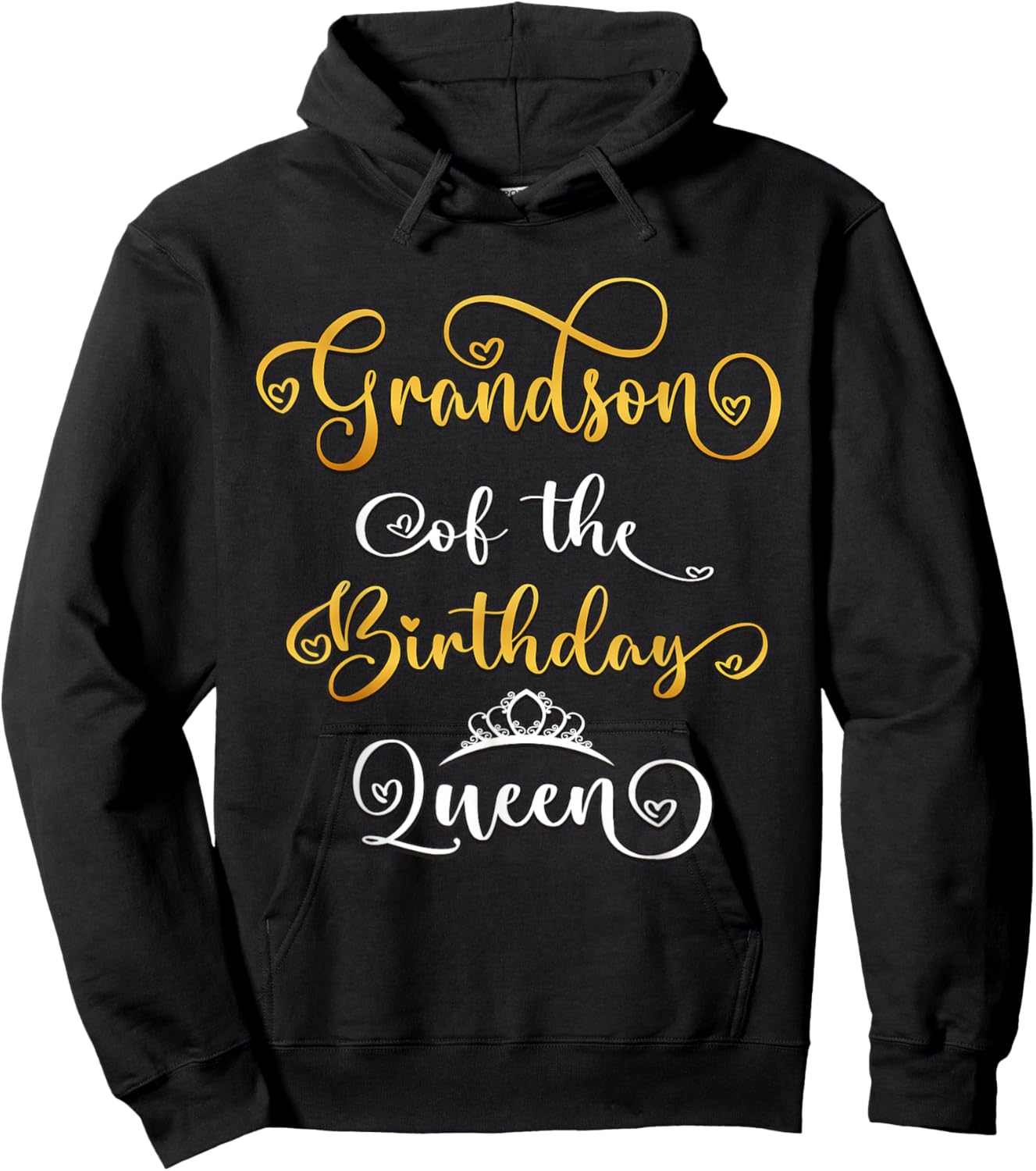Grandson Of The Birthday Queen Bday Party Hoodie - Hoodie | Black