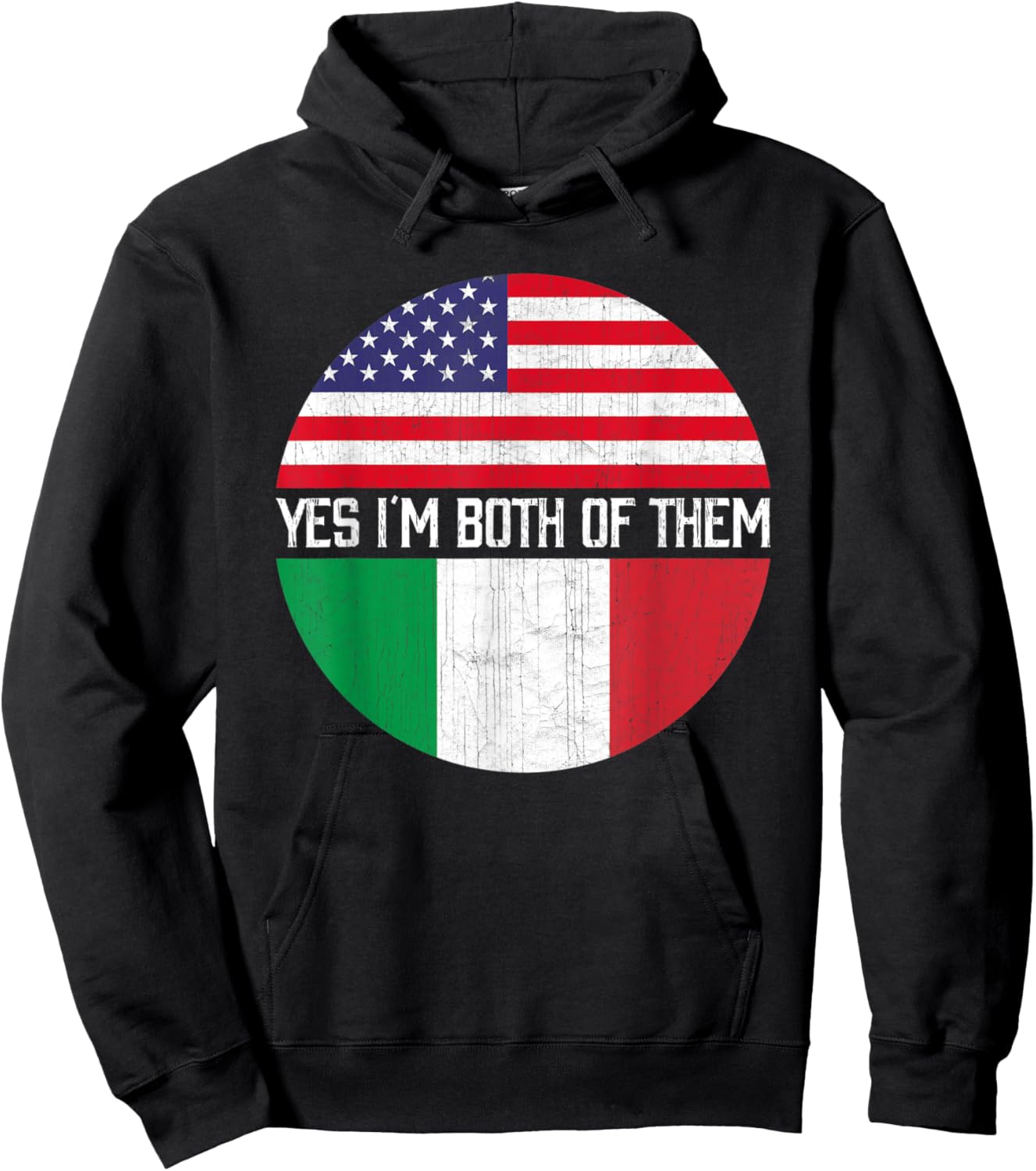 Half American Half Italian USA Flag Family Heritage Kids Men Hoodie - Hoodie | Black
