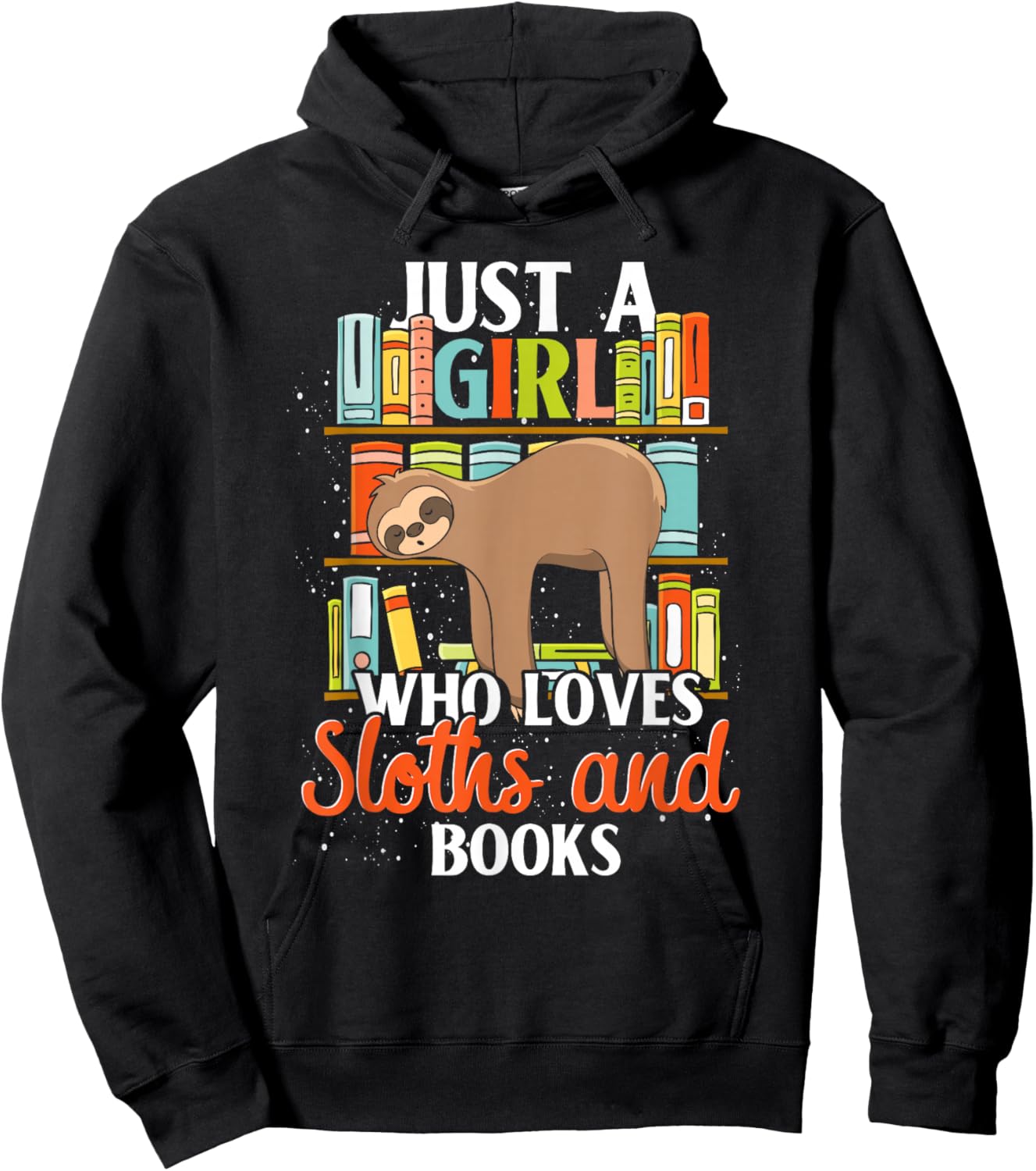 Tropical Zoo Animal Books Reading Sleeping Sloth Girl Hoodie - Hoodie | Black