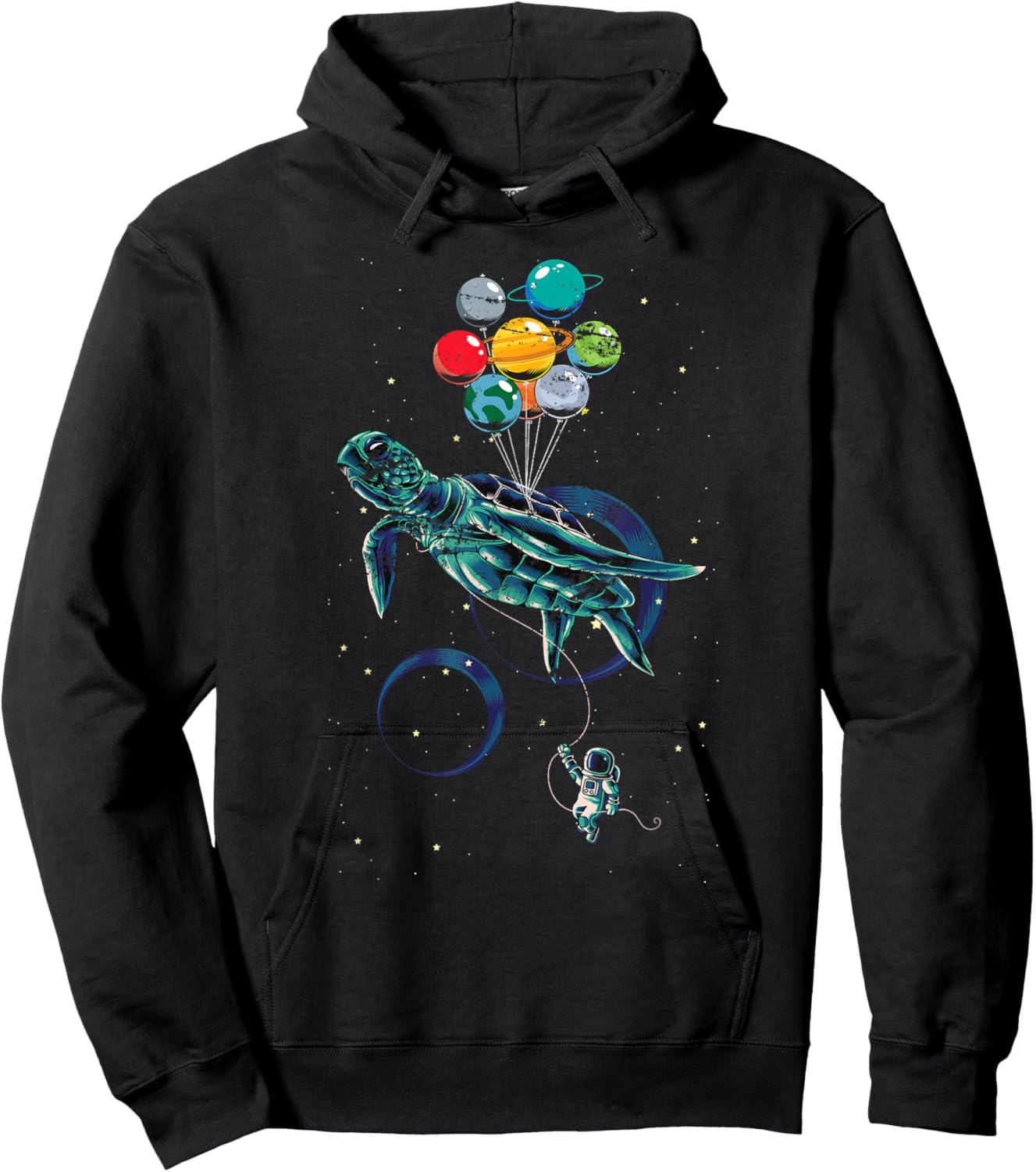 Science Turtle Space Travel Animal Balloon Planets Astronaut Hoodie - Hoodie | Black