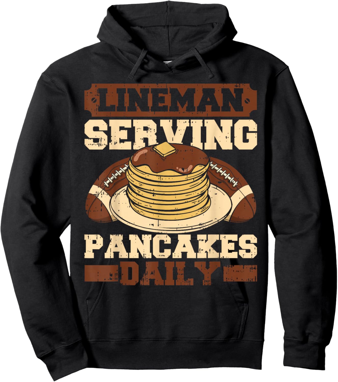 Lineman Serving Pancakes Daily Football Team Player Coach Hoodie - Hoodie | Black