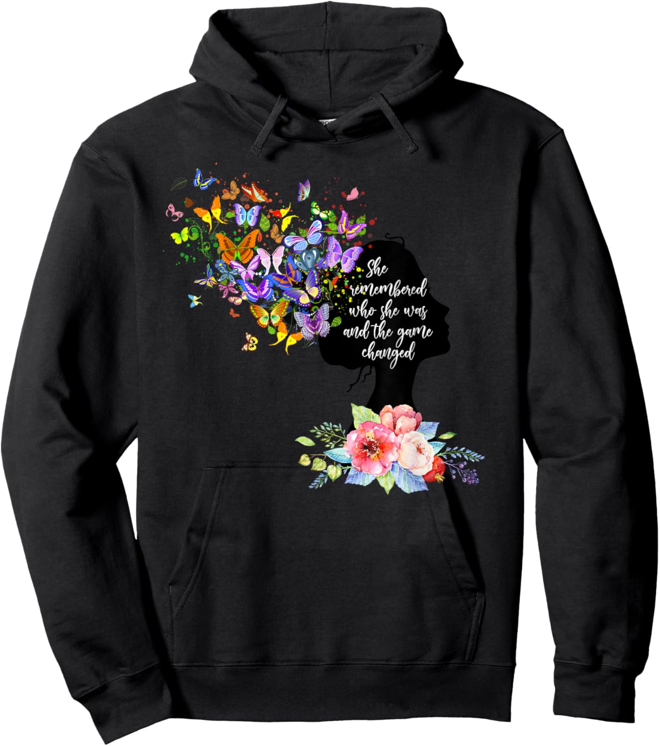 Motivational Encouragement Gifts Floral Butterfly Hoodie - Hoodie | Black