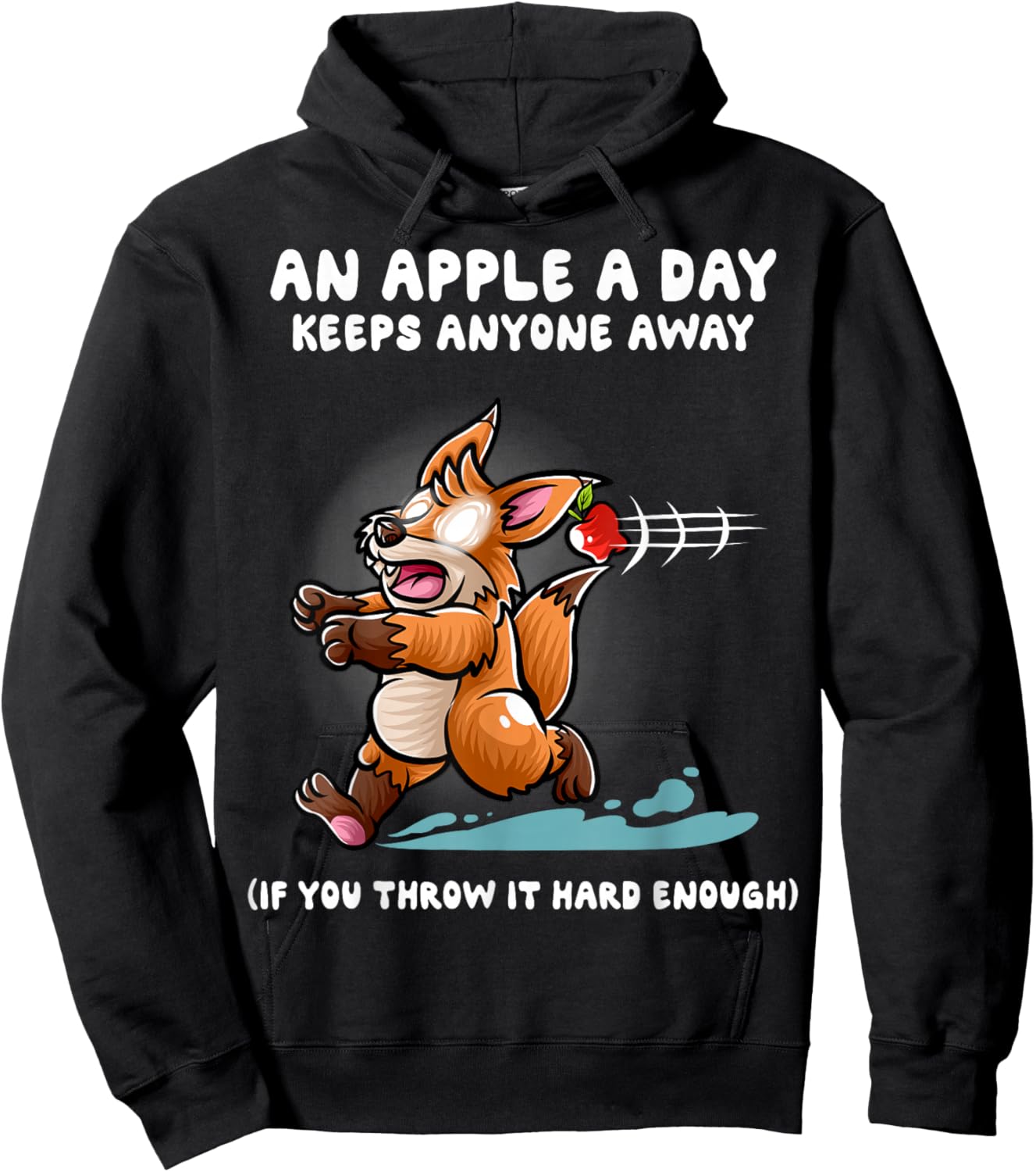 An Apple A Day Keeps Anyone Away Nerd Fox Funny Foxes Hoodie - Hoodie | Black