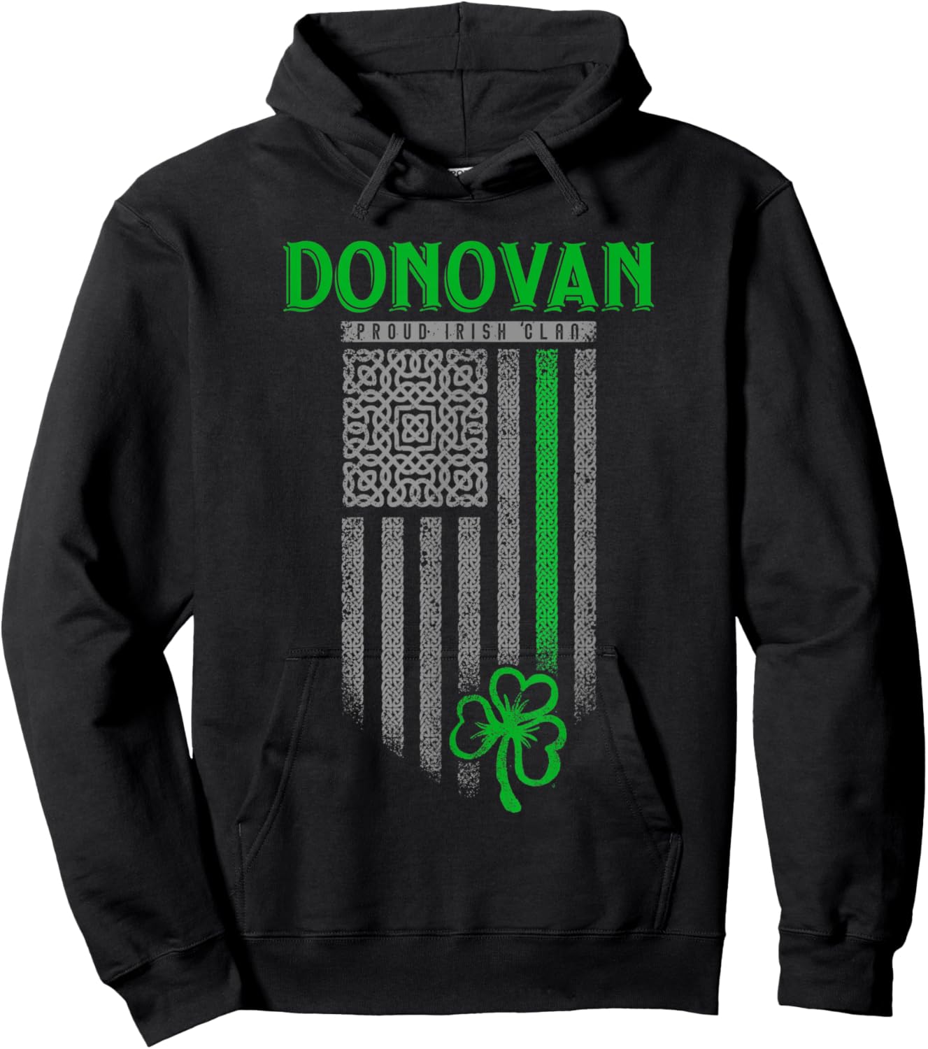 Donovan Irish Heritage Shamrock USA Flag - Donovan Family Kids Men Hoodie - Hoodie | Black