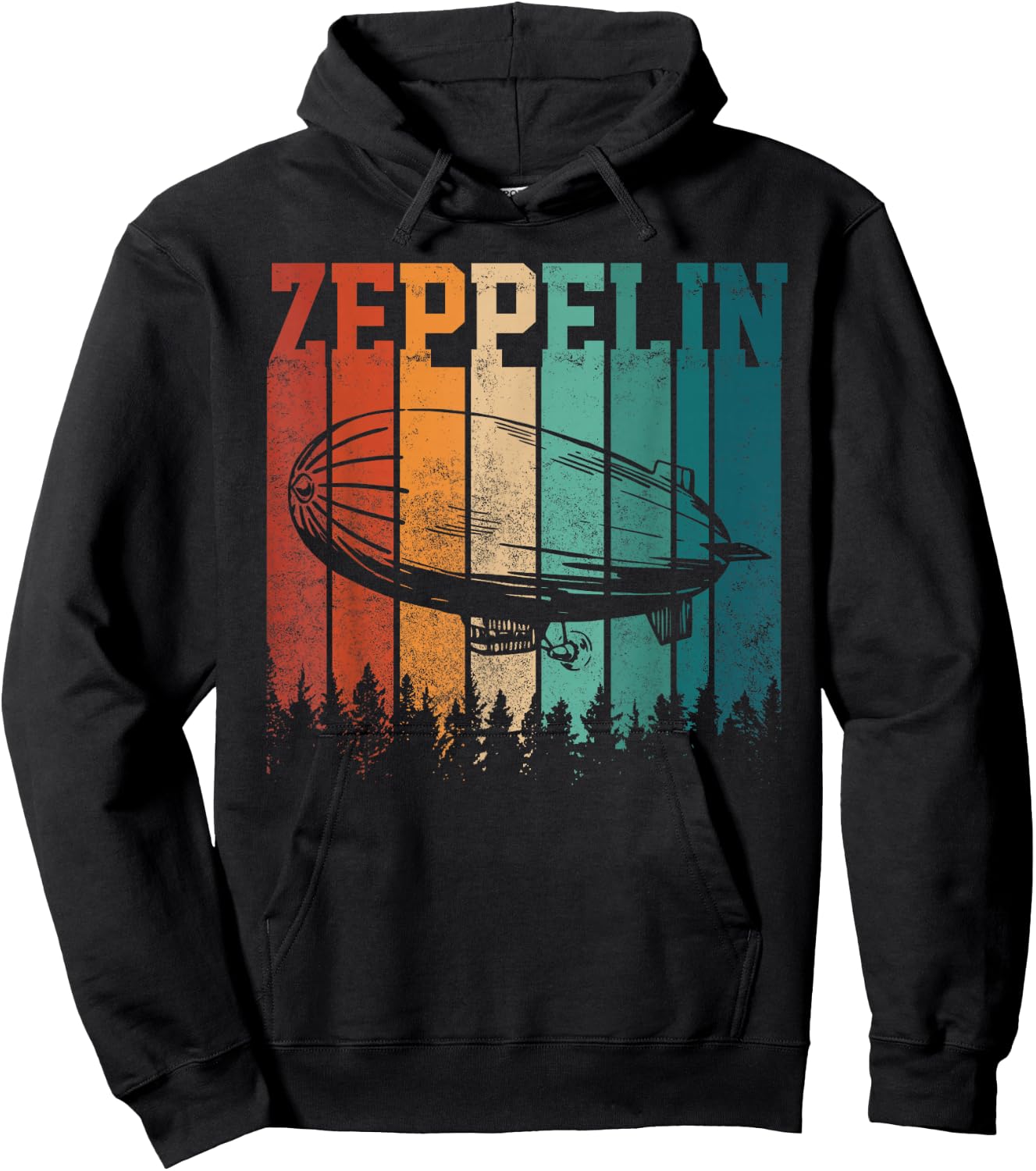 Retro Zeppelin 70s 80s Dirigible Airship Vintage Hoodie - Hoodie | Black
