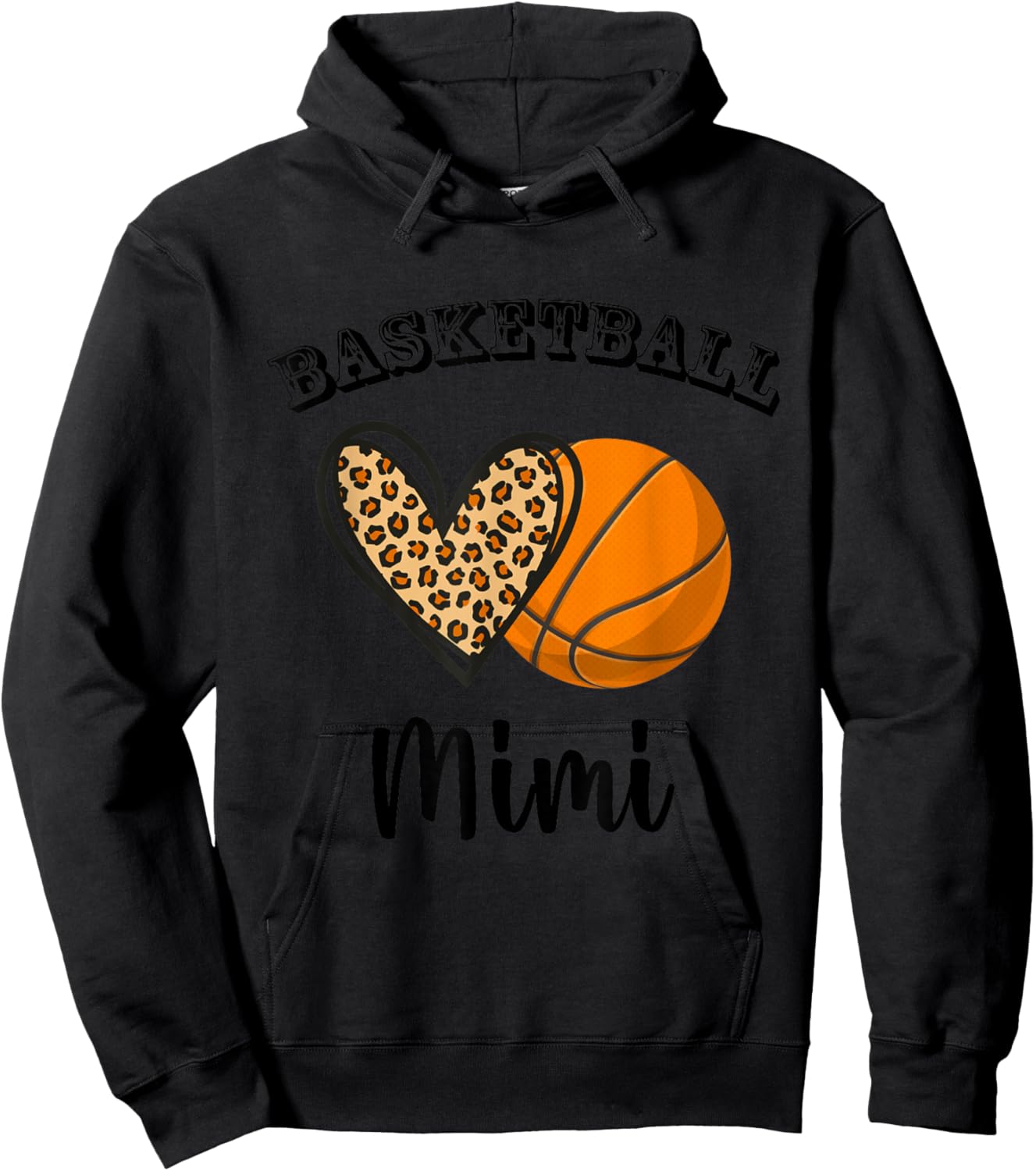 Basketball Mimi Leopard Heart Sports Players Mothers Day Hoodie - Hoodie | Black