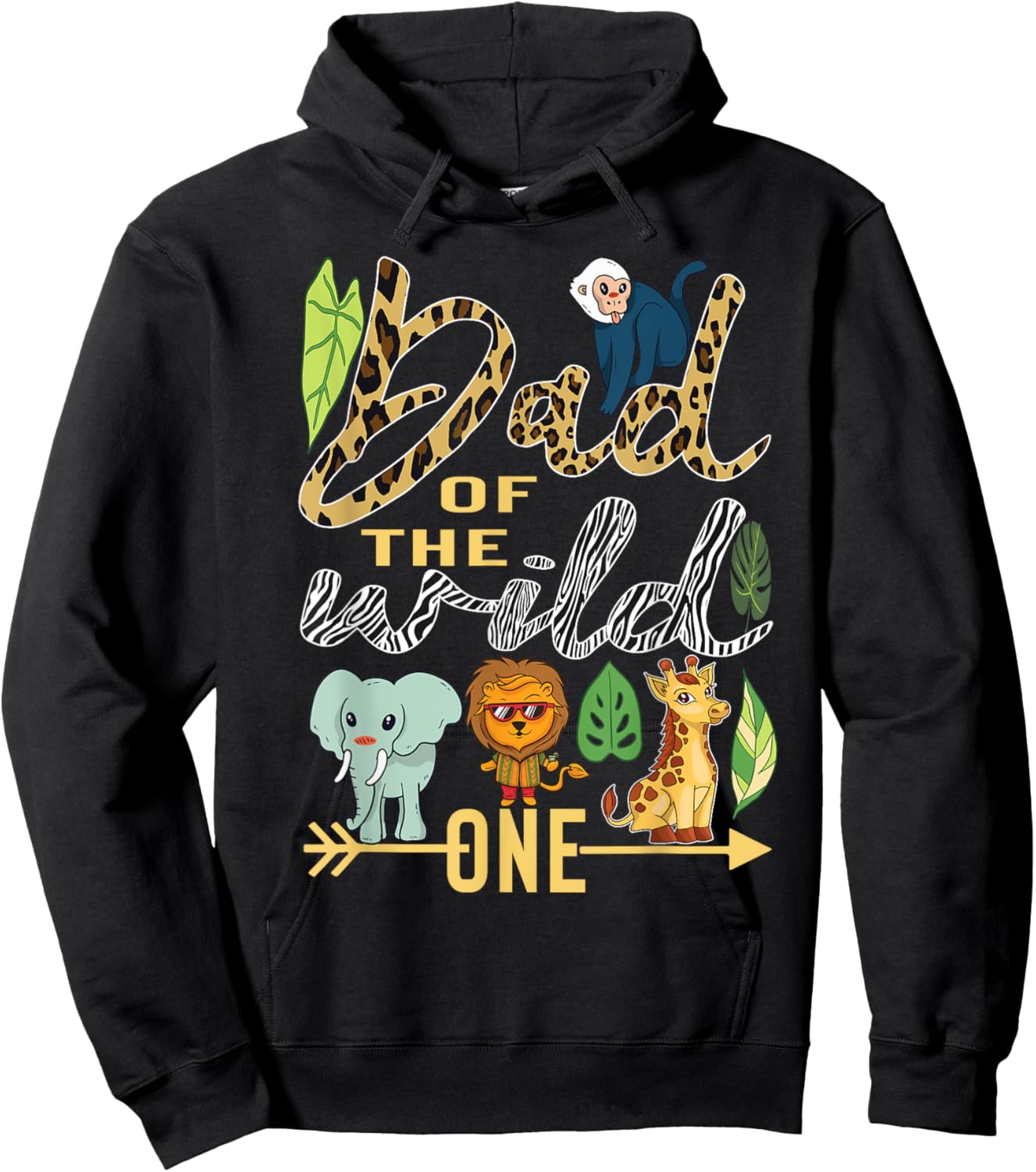 Dad Of The Wild One Zoo 1st Birthday Safari Jungle Animal 1 Hoodie - Hoodie | Black