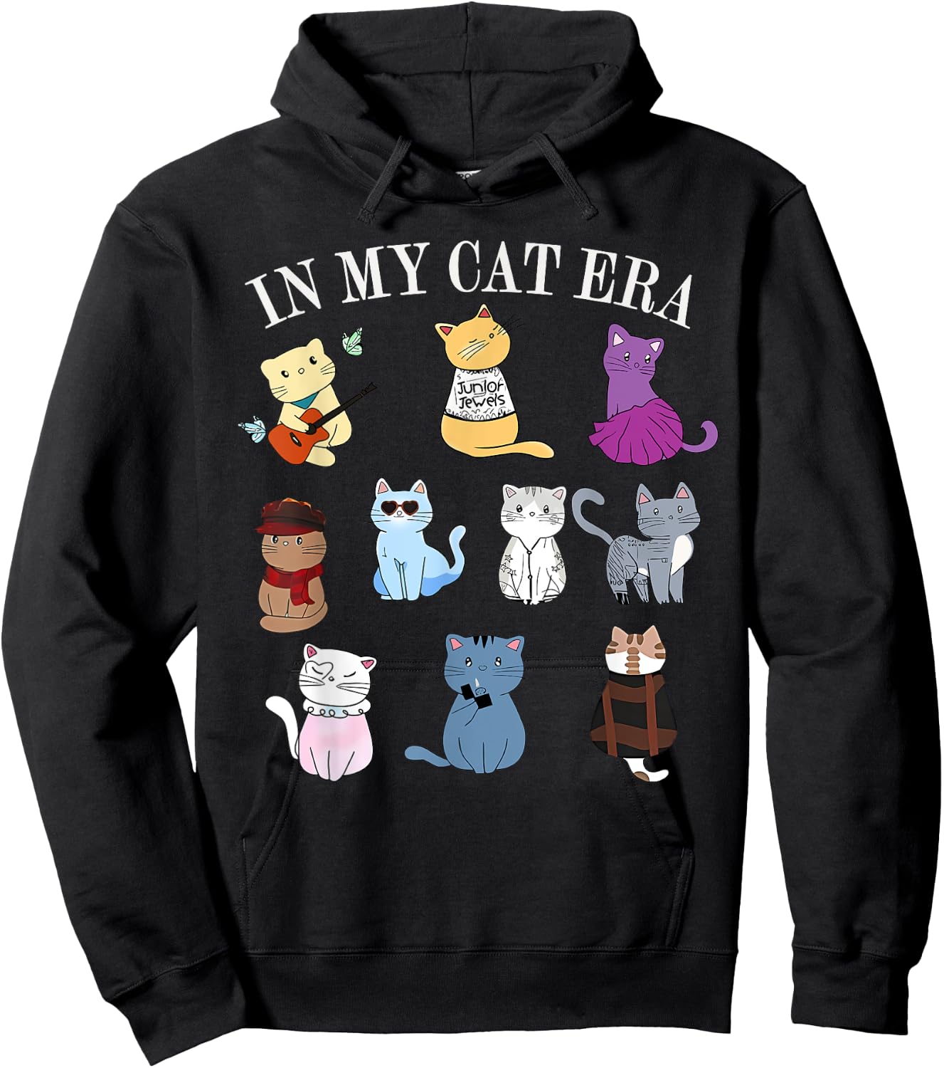 In My Cat Era Kitten Cat Lover Funny Groovy Retro Men Women Hoodie - Hoodie | Black