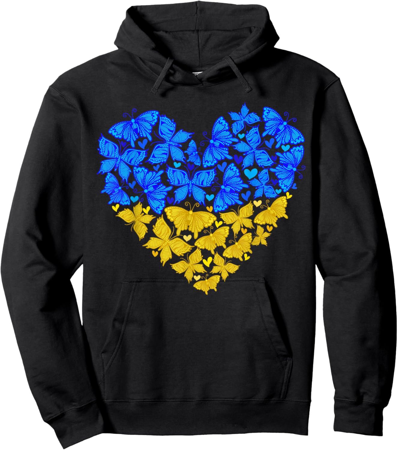 Ukraine Flag Butterfly Heart Vintage Ukrainian Lover Ukraine Hoodie - Hoodie | Black