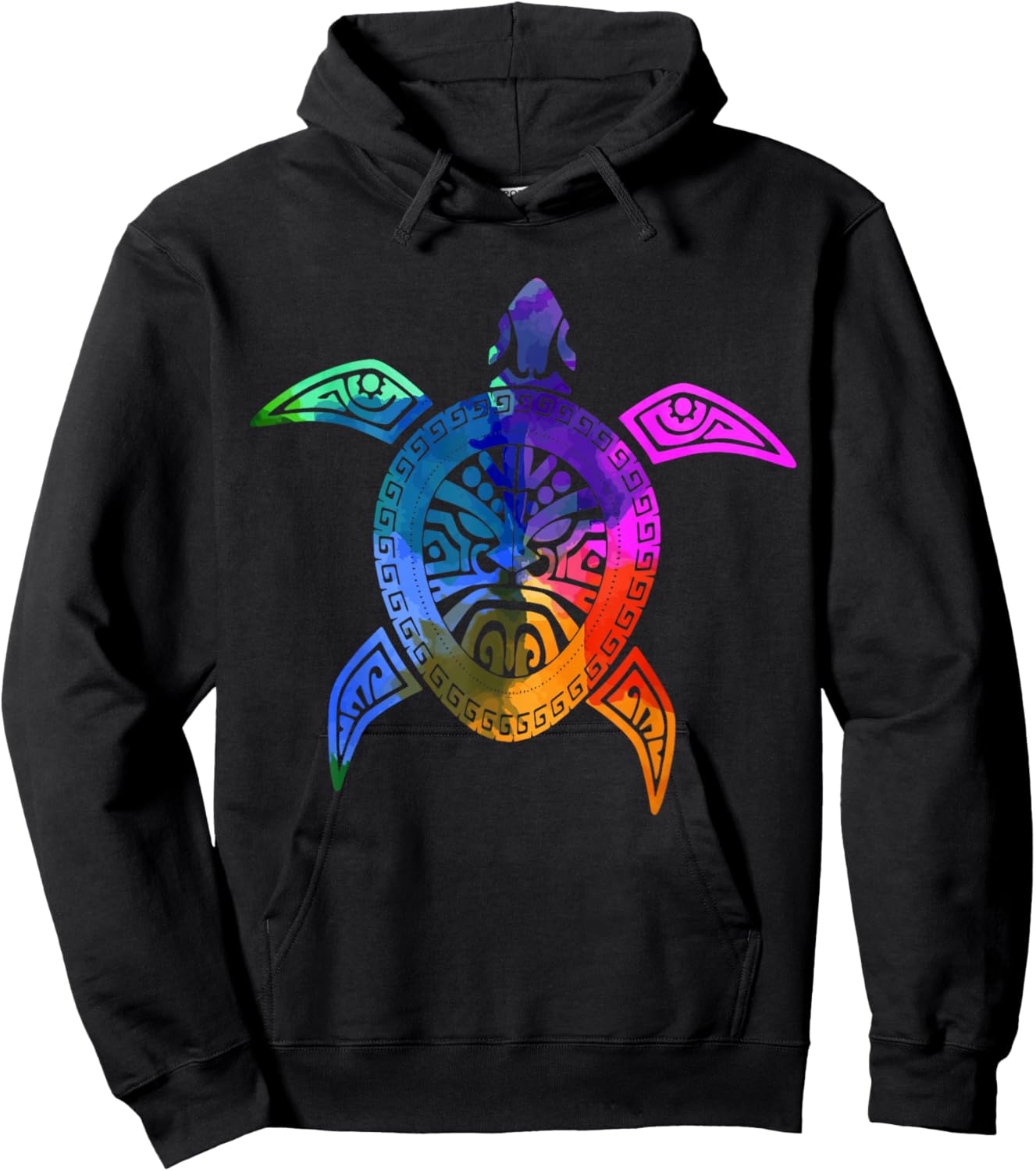 Turtle Hawaiian Tribal Pattern Diver Hoodie - Hoodie | Black