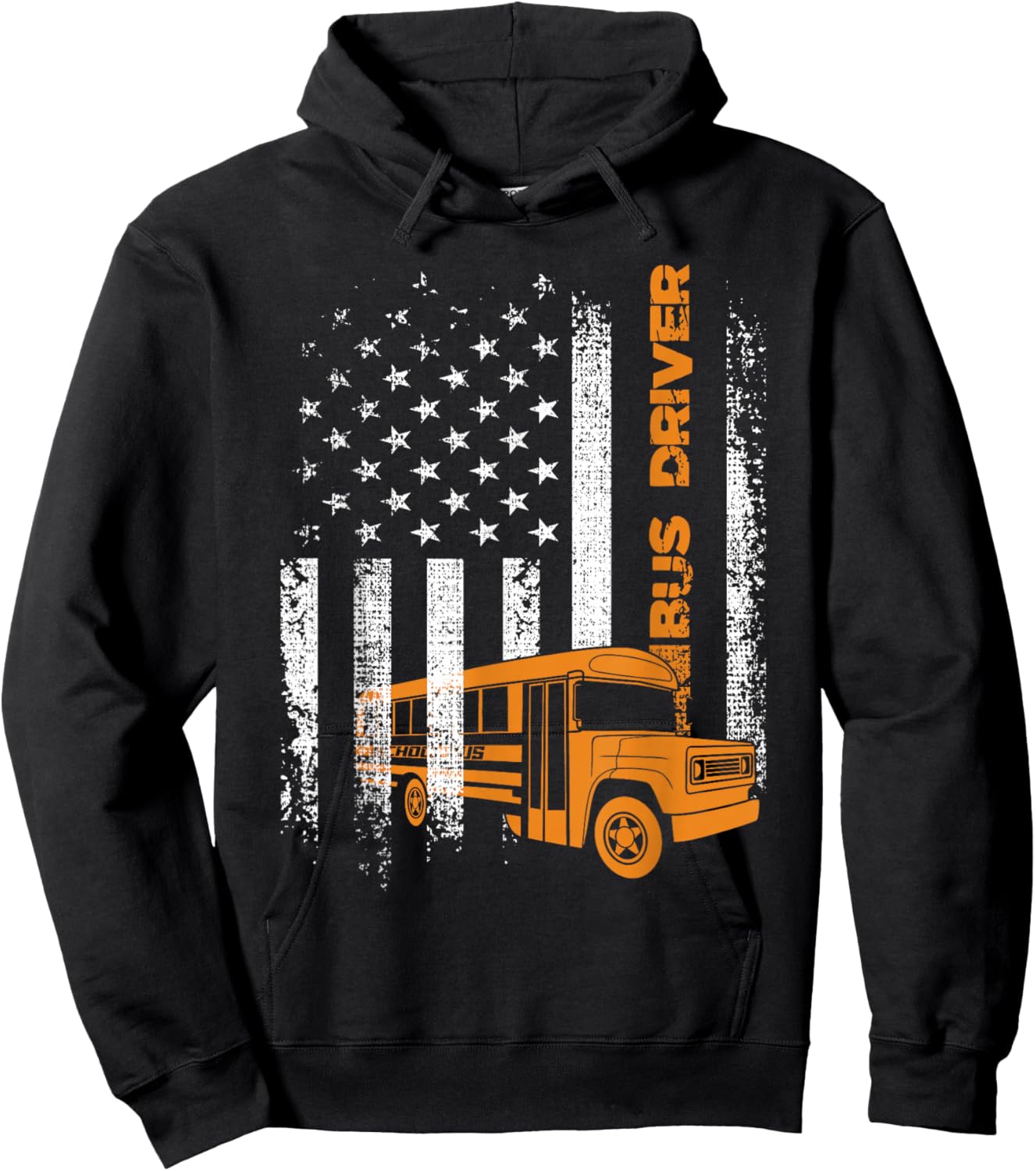 Patriotic Bus Driver USA American Flag - School Bus Driver Hoodie - Hoodie | Black