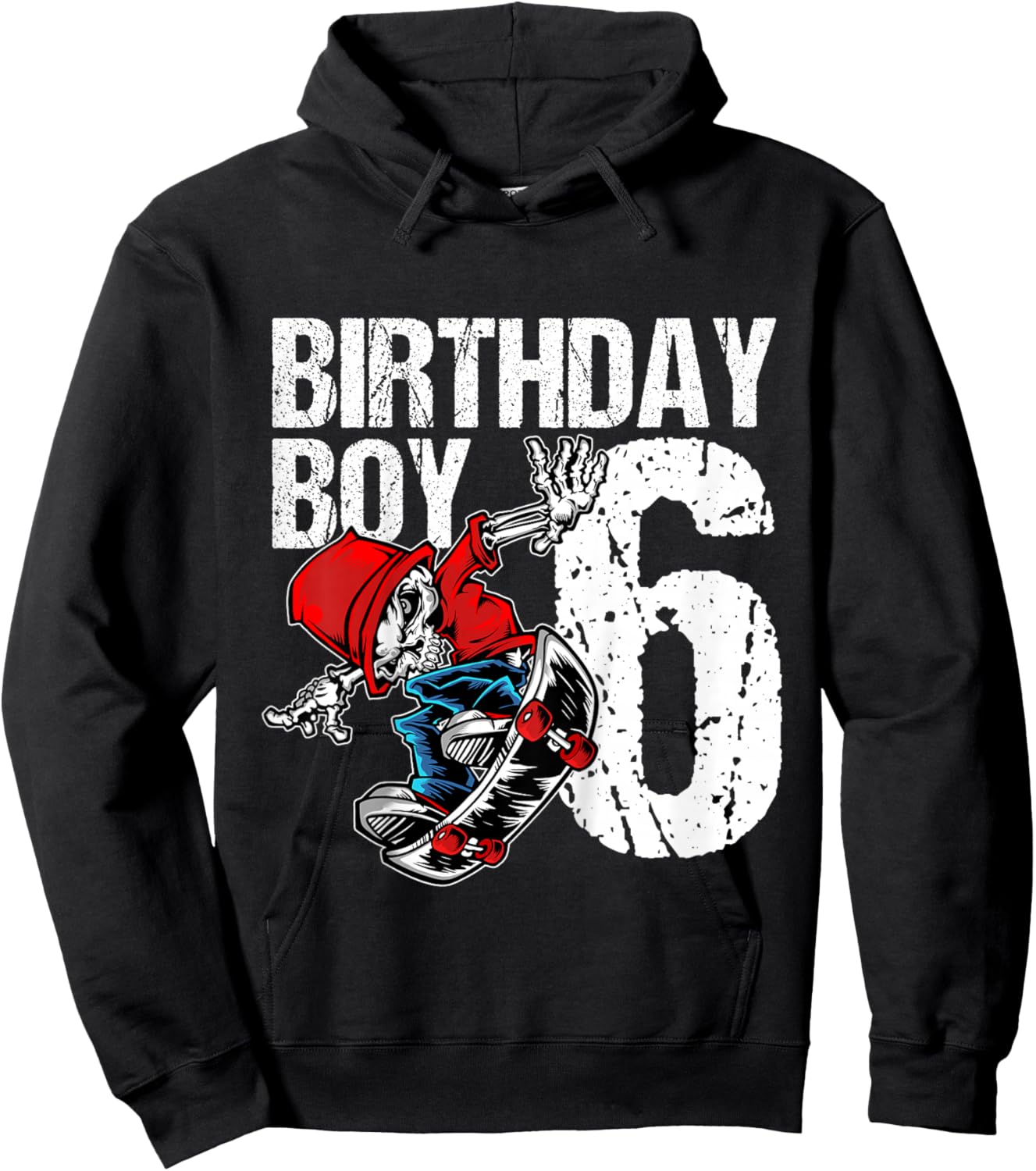6 Year Old Skateboard Birthday Skateboarding Skate 6th Gift Hoodie - Hoodie | Black
