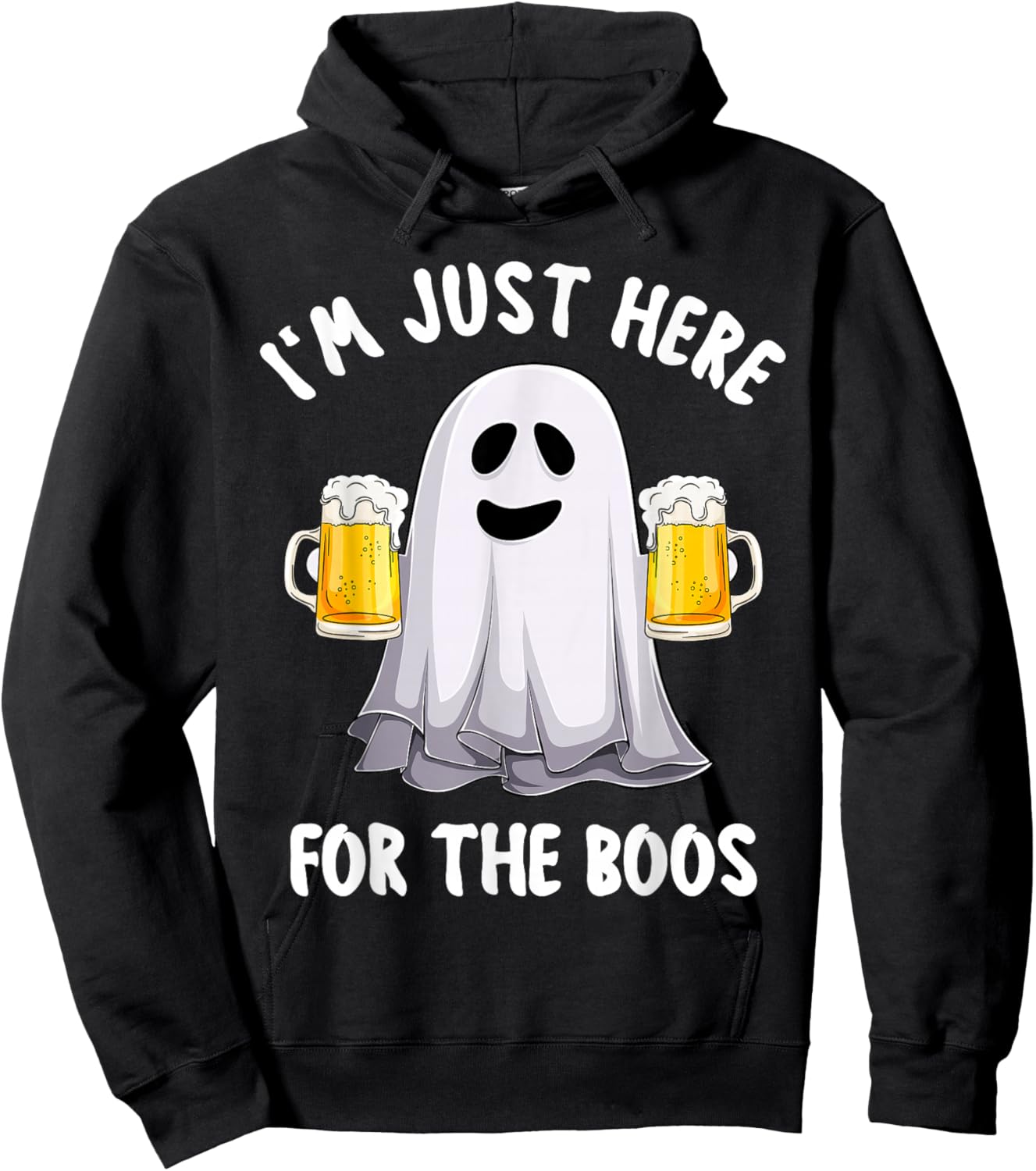 Men Funny Halloween I'm Just Here For The Boos Cute Boos Hoodie - Hoodie | Black