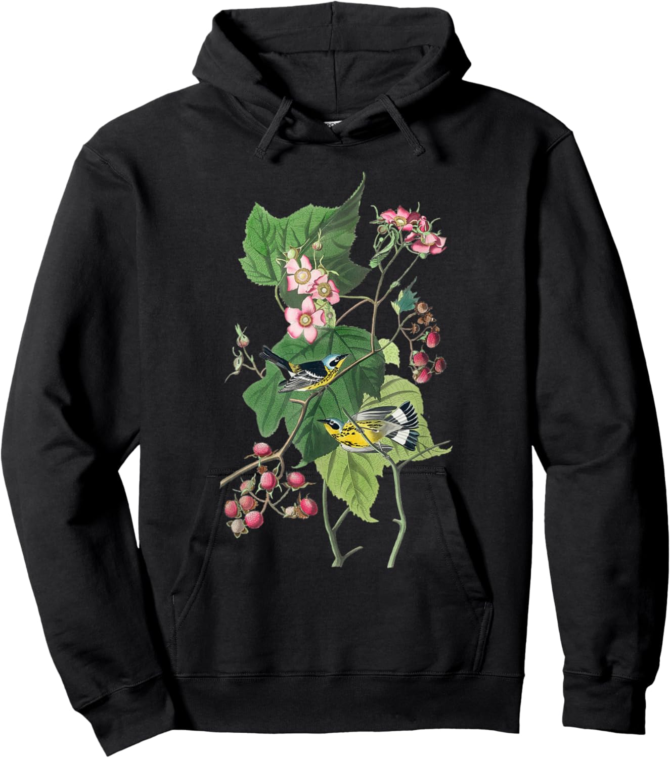 Vintage Warblers Birds Illustration & Women Hoodie - Hoodie | Black