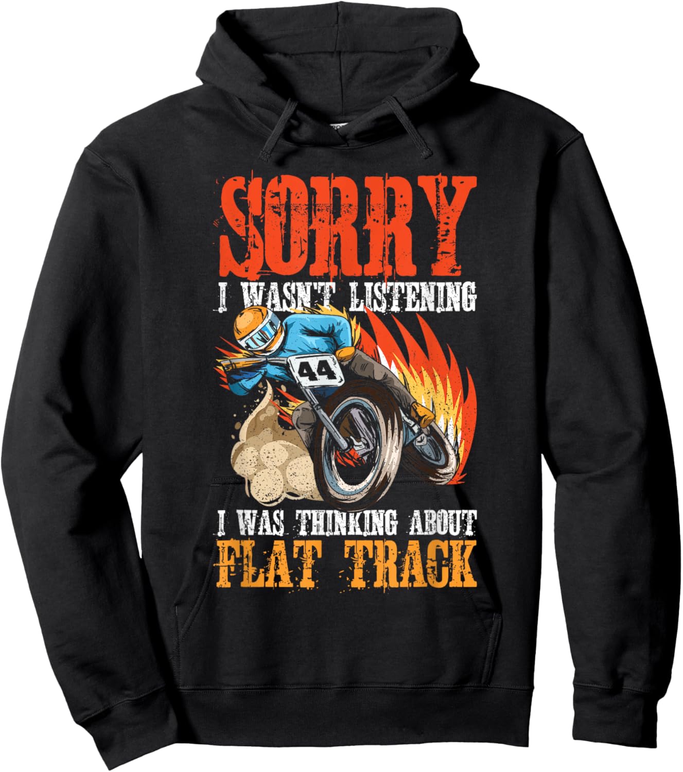Flat Track Racing Motorcycle Design for a Flat Track Rider Hoodie - Hoodie | Black