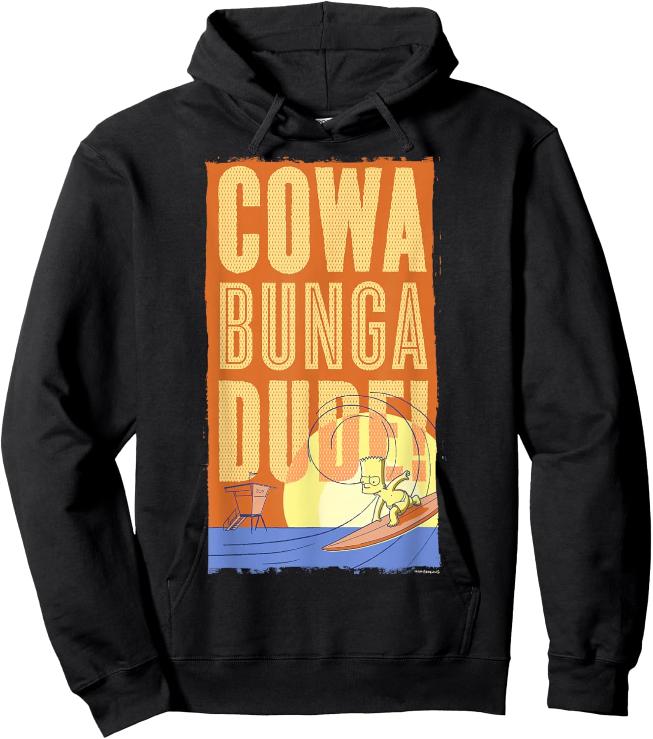The Simpsons Bart Surfing Cowabunga Dude! Poster V2 Hoodie - Hoodie | Black