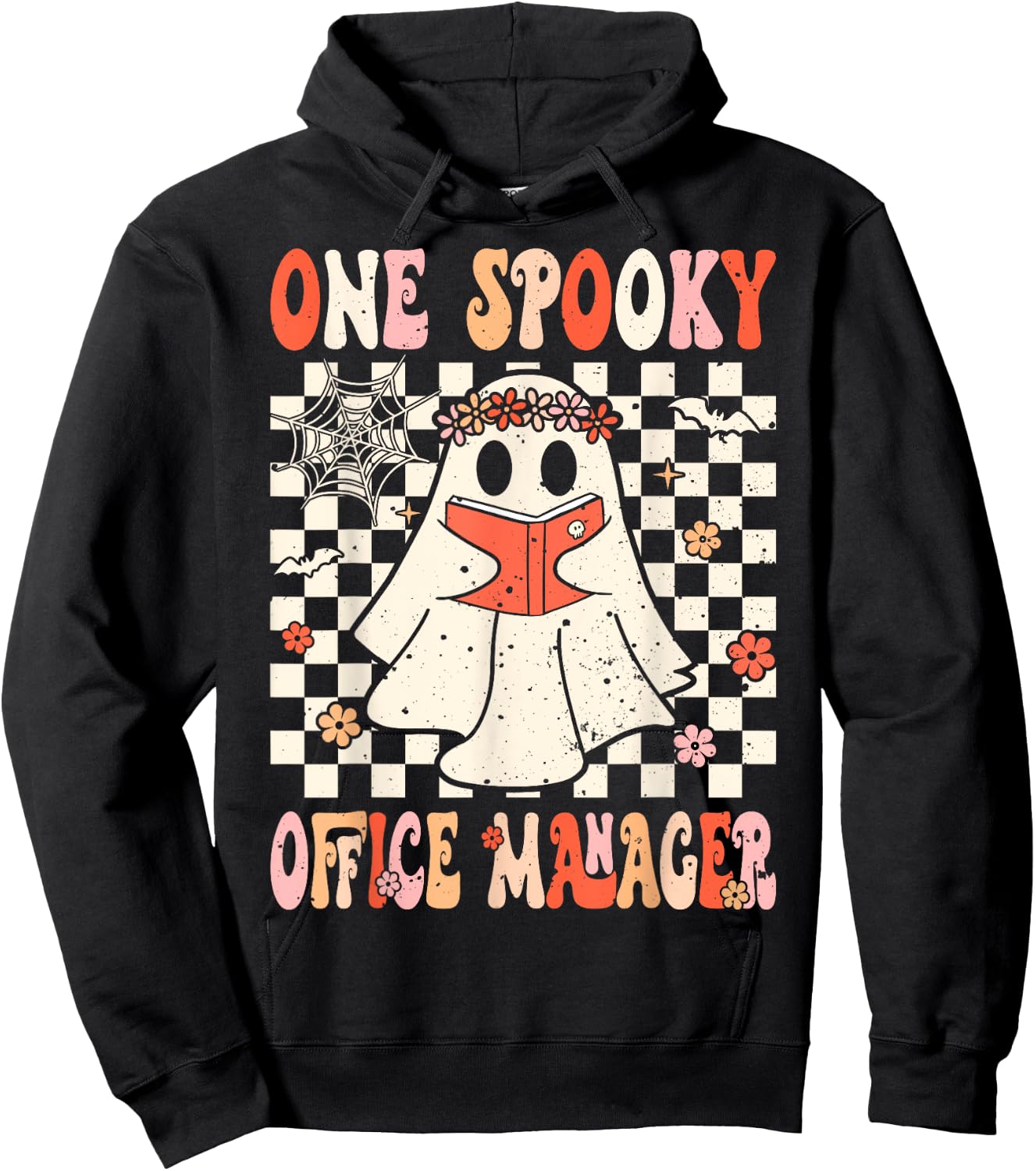 Groovy Boo School Office Manager Crew Ghost Women Halloween Hoodie - Hoodie | Black