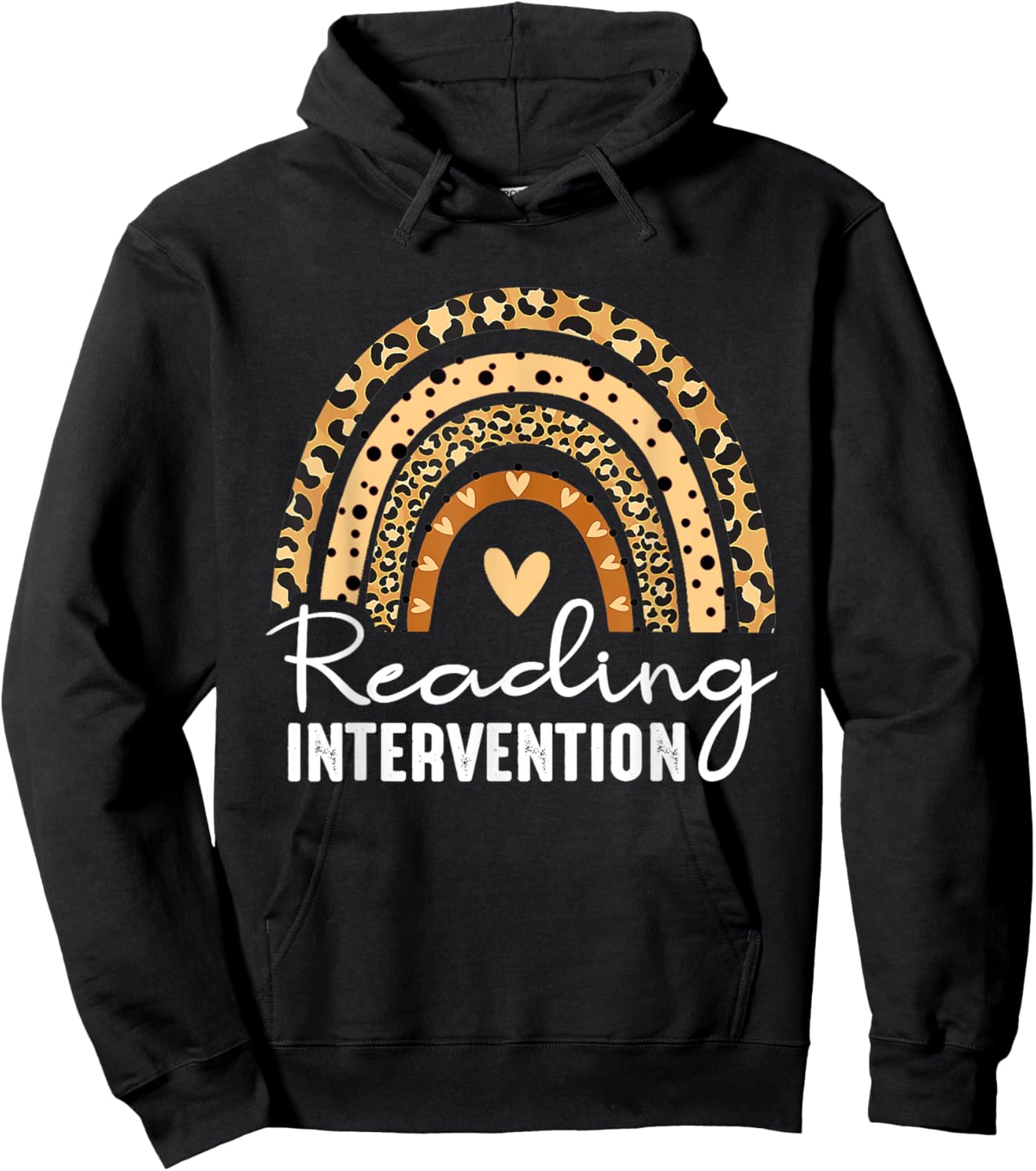 Reading Intervention Teacher Leopard Rainbow Hoodie - Hoodie | Black