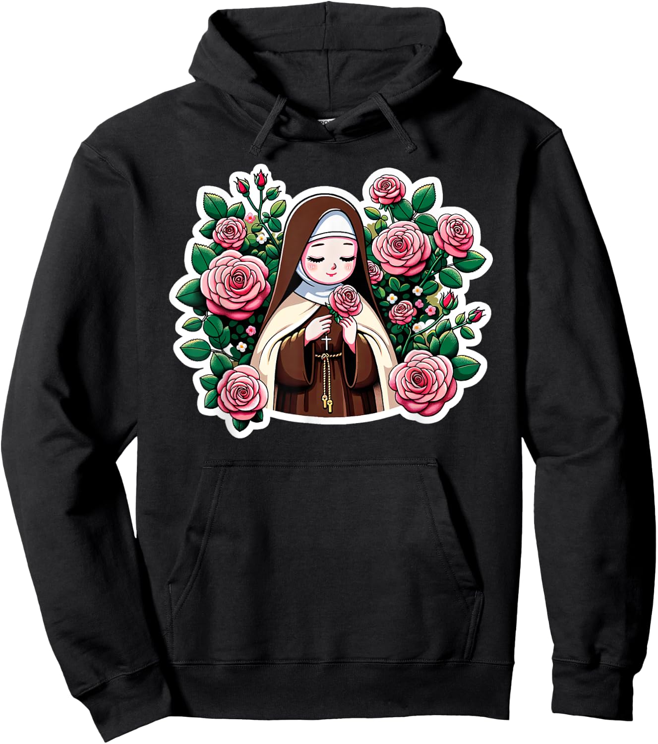St Therese of Lisieux Kids Little Flower Rose Catholic Saint Hoodie - Hoodie | Black