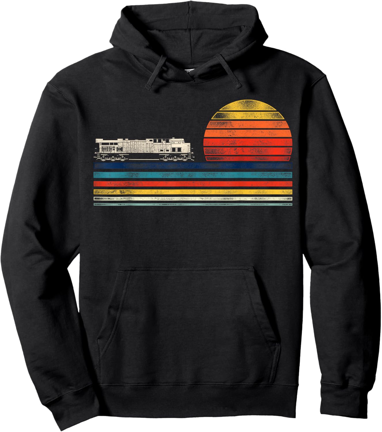 Model Train Railroad Conductor Engineer HD0 Black Retro Diesel Train Driver Trainspotting Locomotive Hoodie - Hoodie | Black