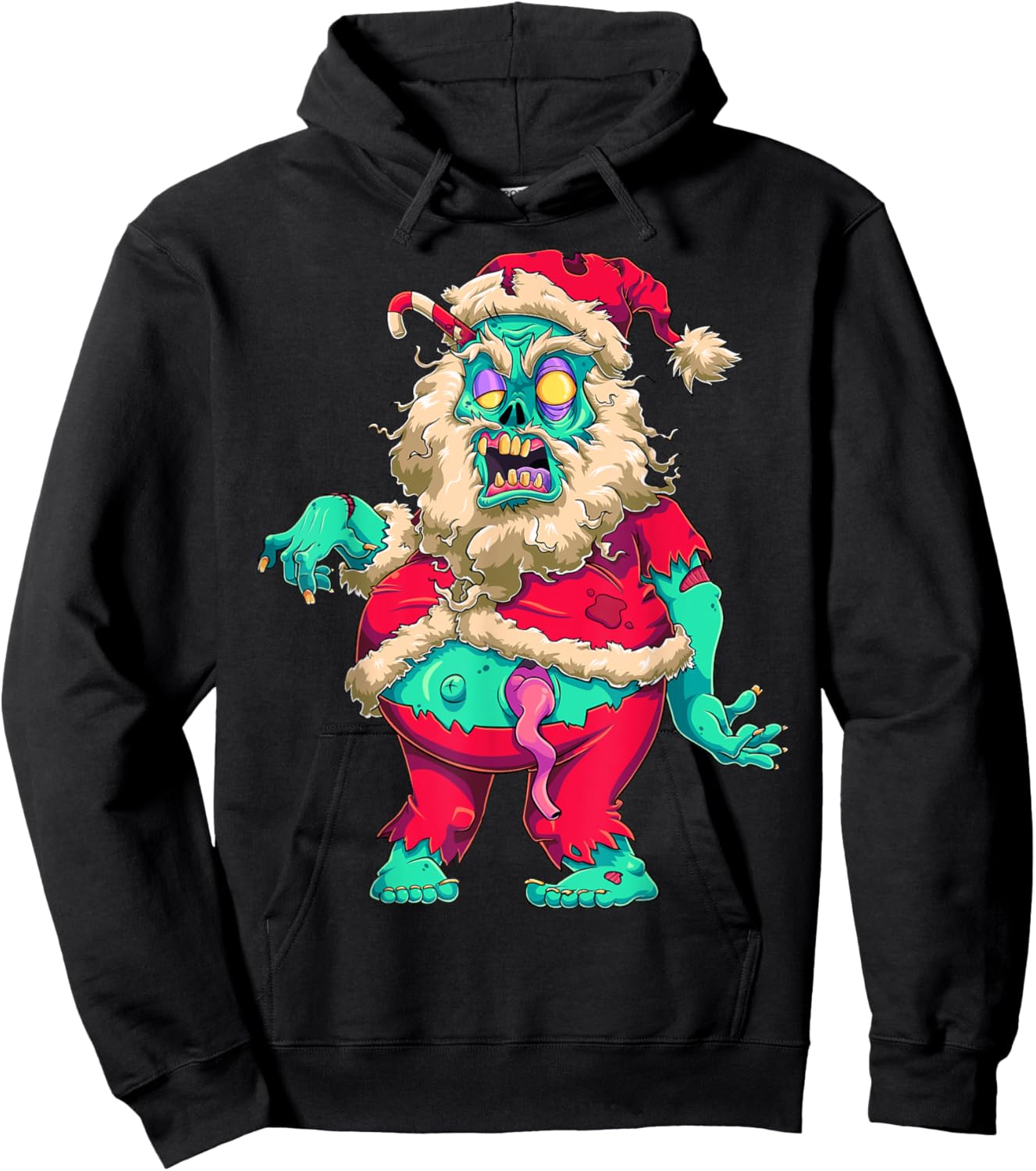 Scary Zombie Santa Claus Merry Creepy Christmas Krampus Kids Hoodie - Hoodie | Black