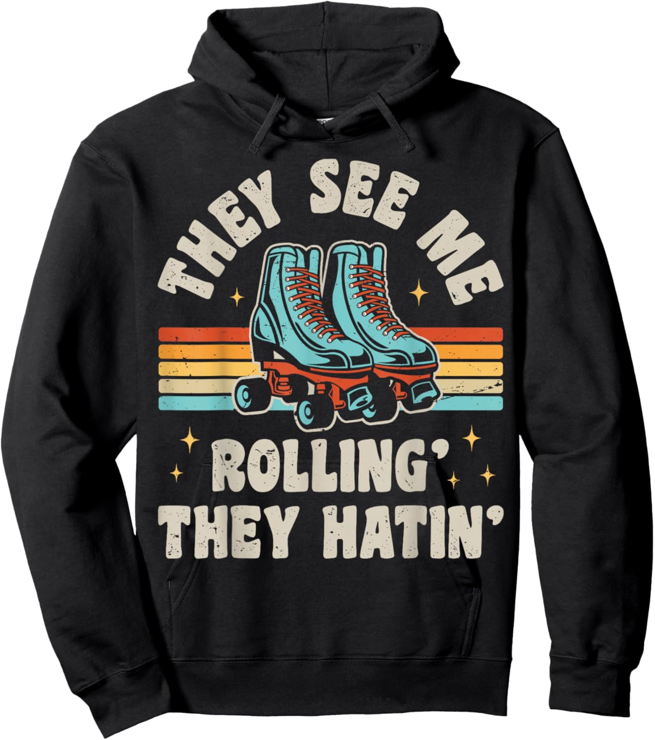 Roller Skating They See Me Rollin' They Hatin' Skater Skate Hoodie - Hoodie | Black