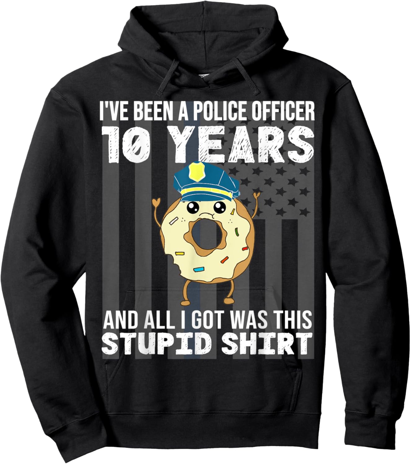 10 Year Police Officer Anniversary Ten Years of Service Hoodie - Hoodie | Black