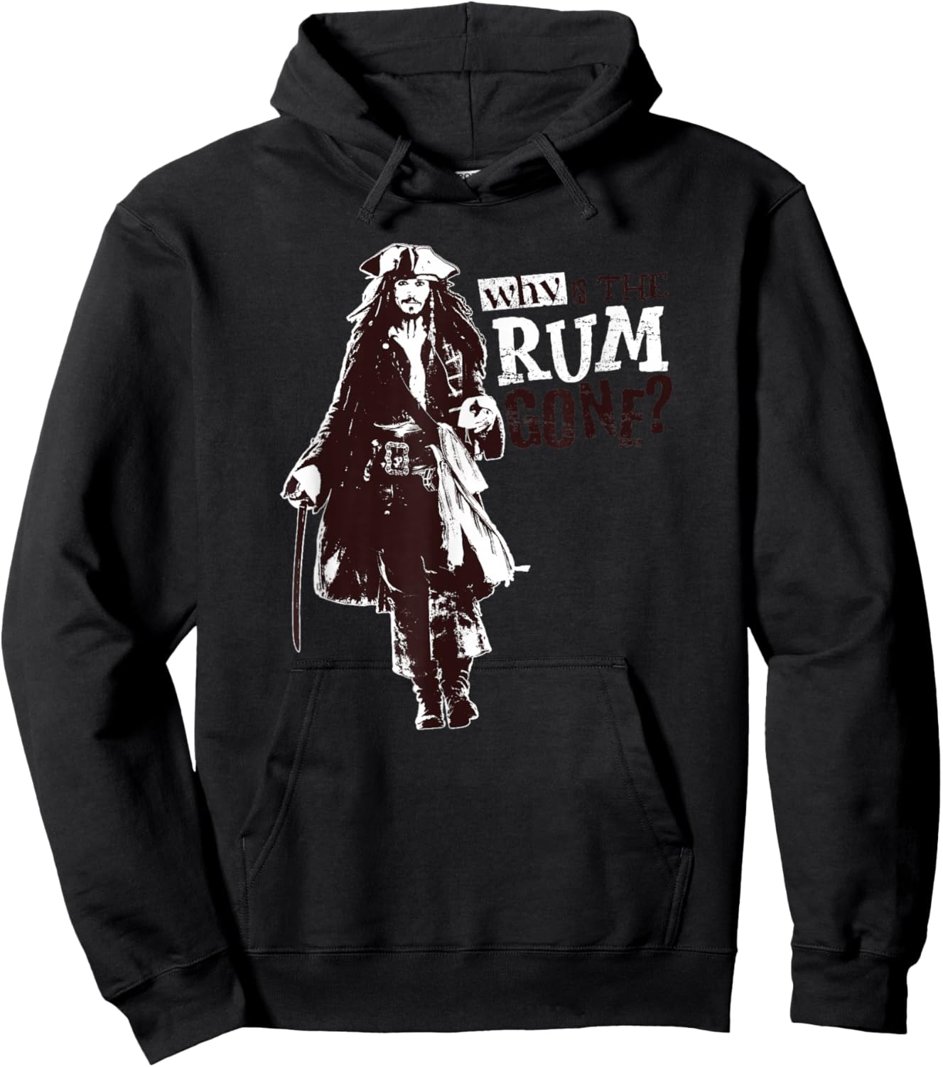 Disney Pirates of The Caribbean Jack Why is The Rum Gone? Small Hoodie - Hoodie | Black