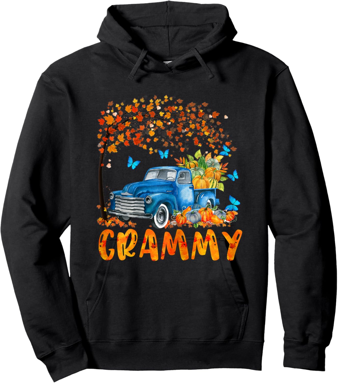 jNqD Truck Pumpkin Grammy Fall Autumn Vibes Thanksgiving Hoodie - Hoodie | Black