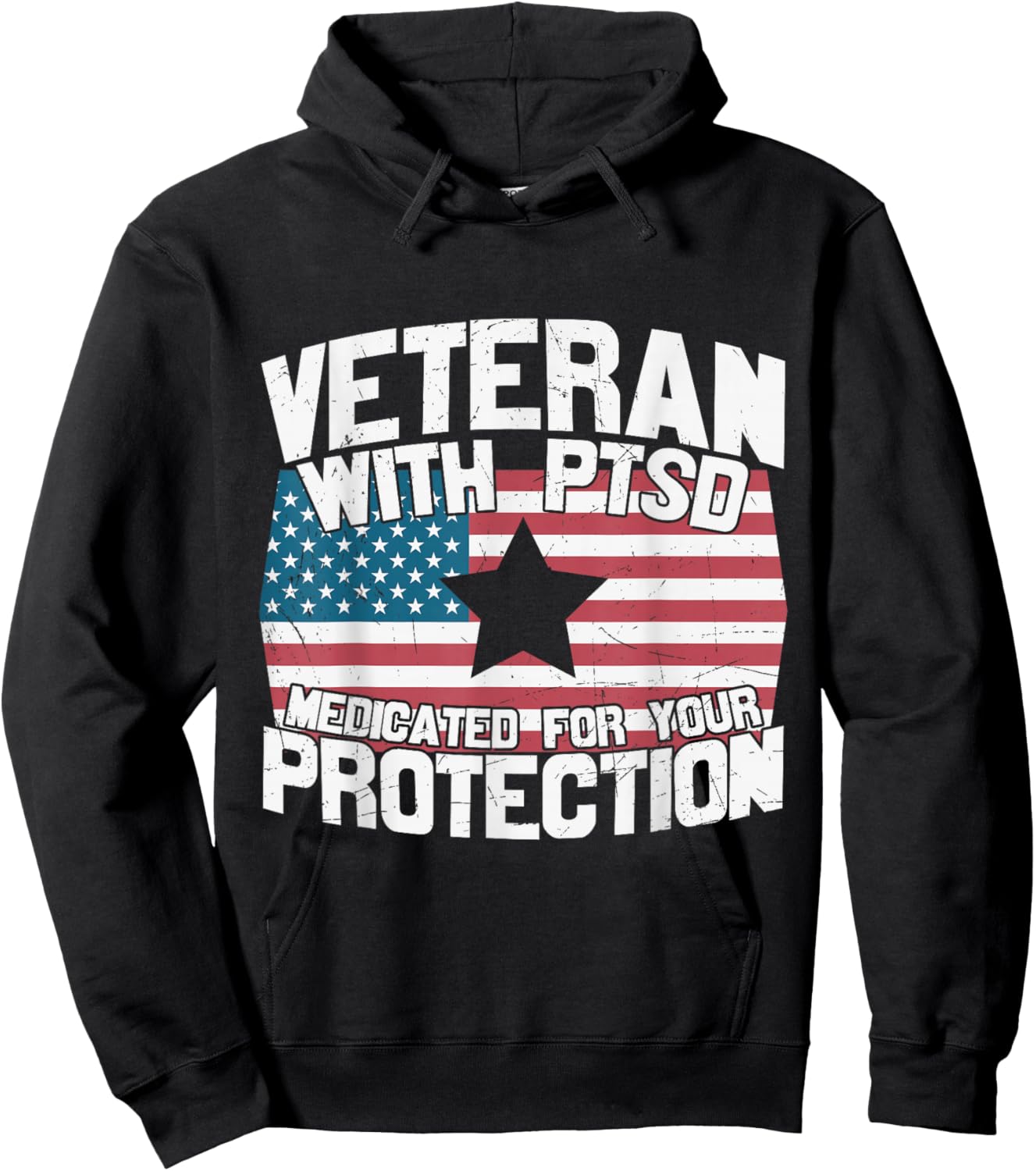 Veteran U.S Flag PTSD Awareness Hoodie - Hoodie | Black