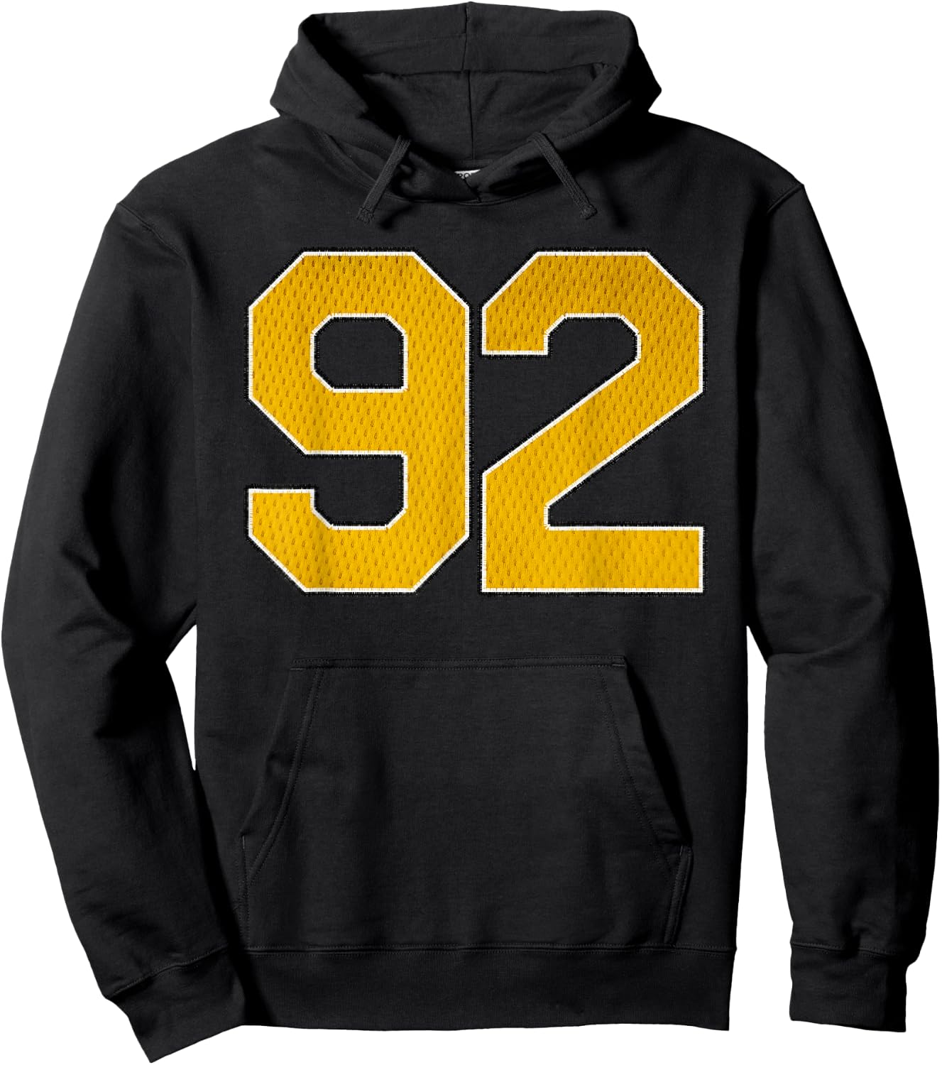 Gold Number 92 Athlete Sports Jersey Supporter Fanwear Hoodie - Hoodie | Black