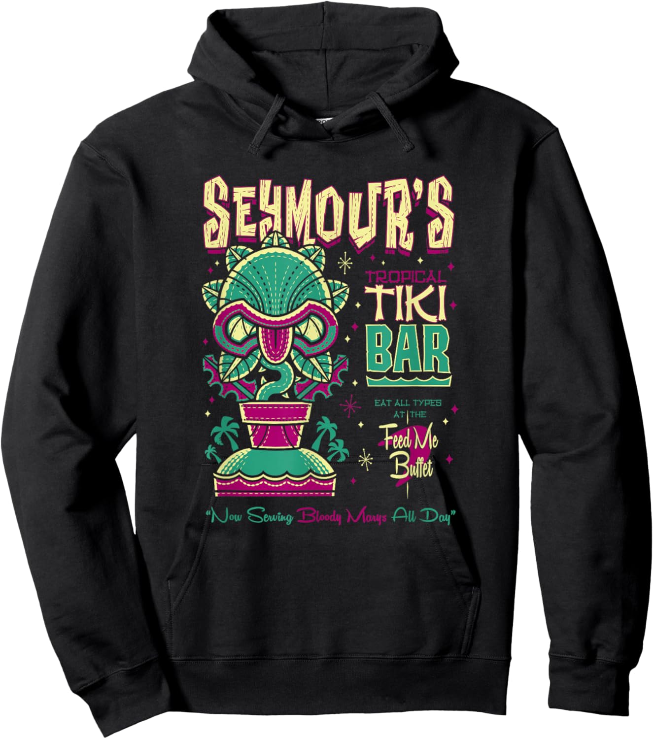 Seymours Creepy Cute Tropical Tiki Lounge - Surf Monster Hoodie - Hoodie | Black